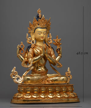 Seated Four-Arms Chenrezig Statue | Embrace Compassion and Enlightenment