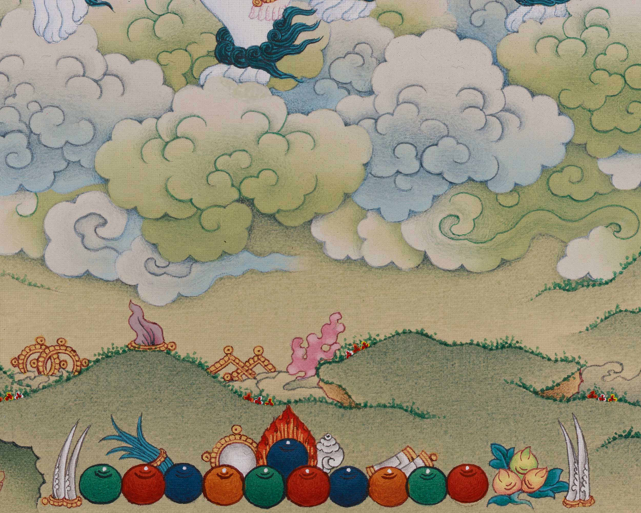 Traditional Tsheringma With Milarepa Thangka | Symbolized Wisdom and Spiritual Guidance