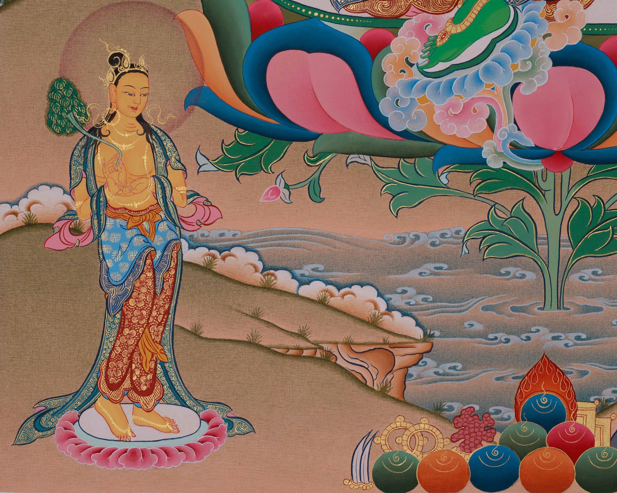 Green Tara Healing and Protection Art | Mother of All Buddhas | Wall Hanging