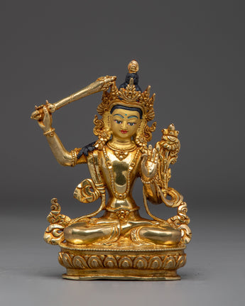 Wisdom Bodhisattva Golden Manjushri Statue