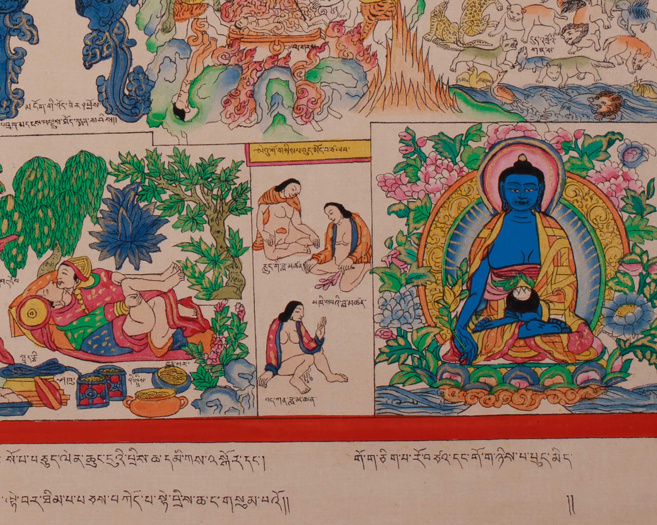 Cosmos of Healing Tibetan Thangka | Meditation and Devotional Artwork