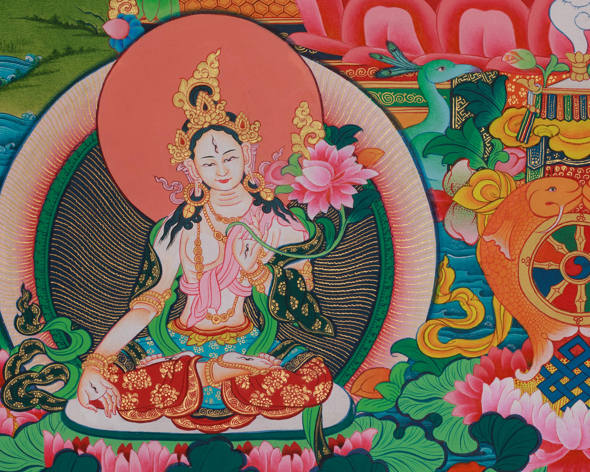 Long Life Amitayus Buddha Thangka | Deity of Infinite light and Compassion