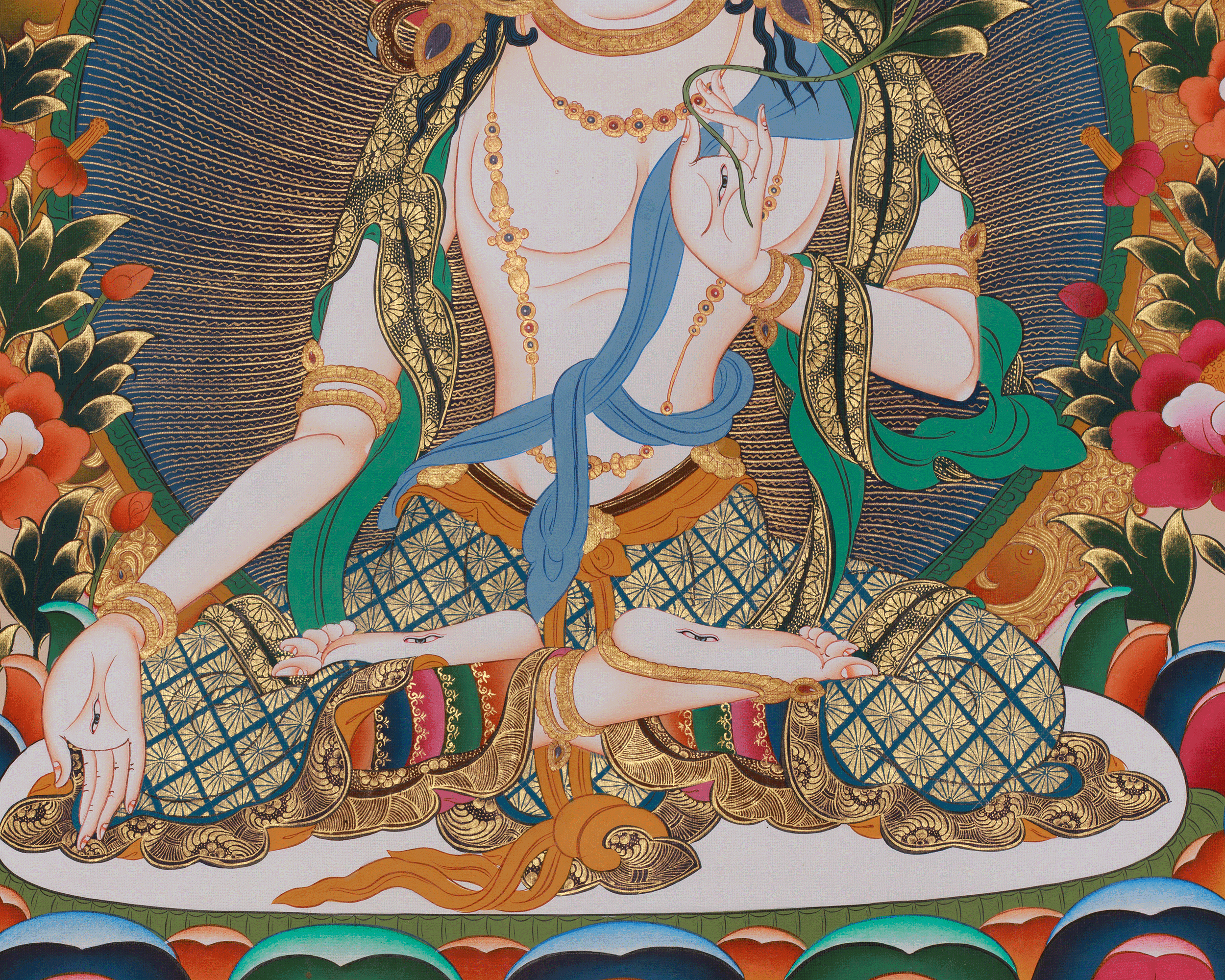 Sita Tara Art | Healing, Longevity, and Compassionate Deity Thangka | White Tara