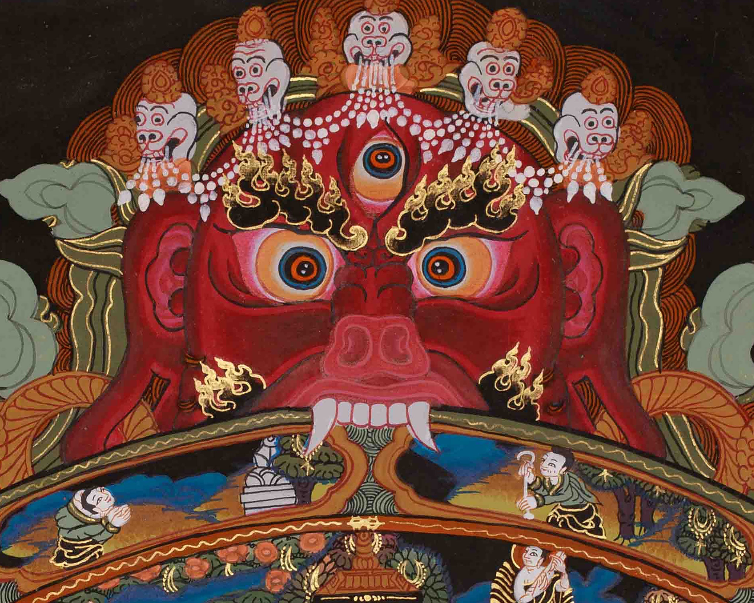 Buddhist Wheel of Life Art | Hand Painted Bhavachakra Thangka | Meditation Altar