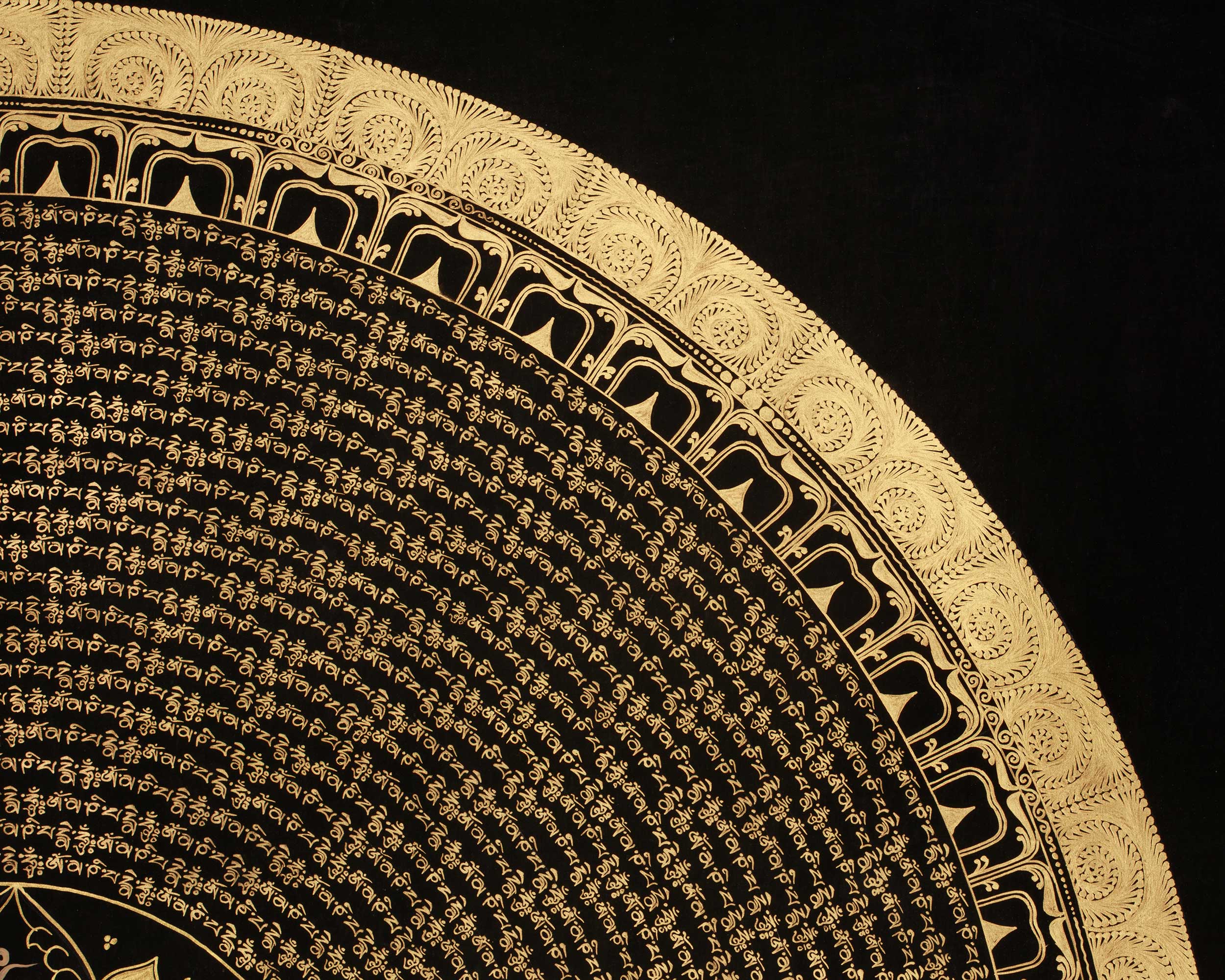 Buddhist Mantra Mandala Artwork | Hand Painted Himalayan Meditation Thangka