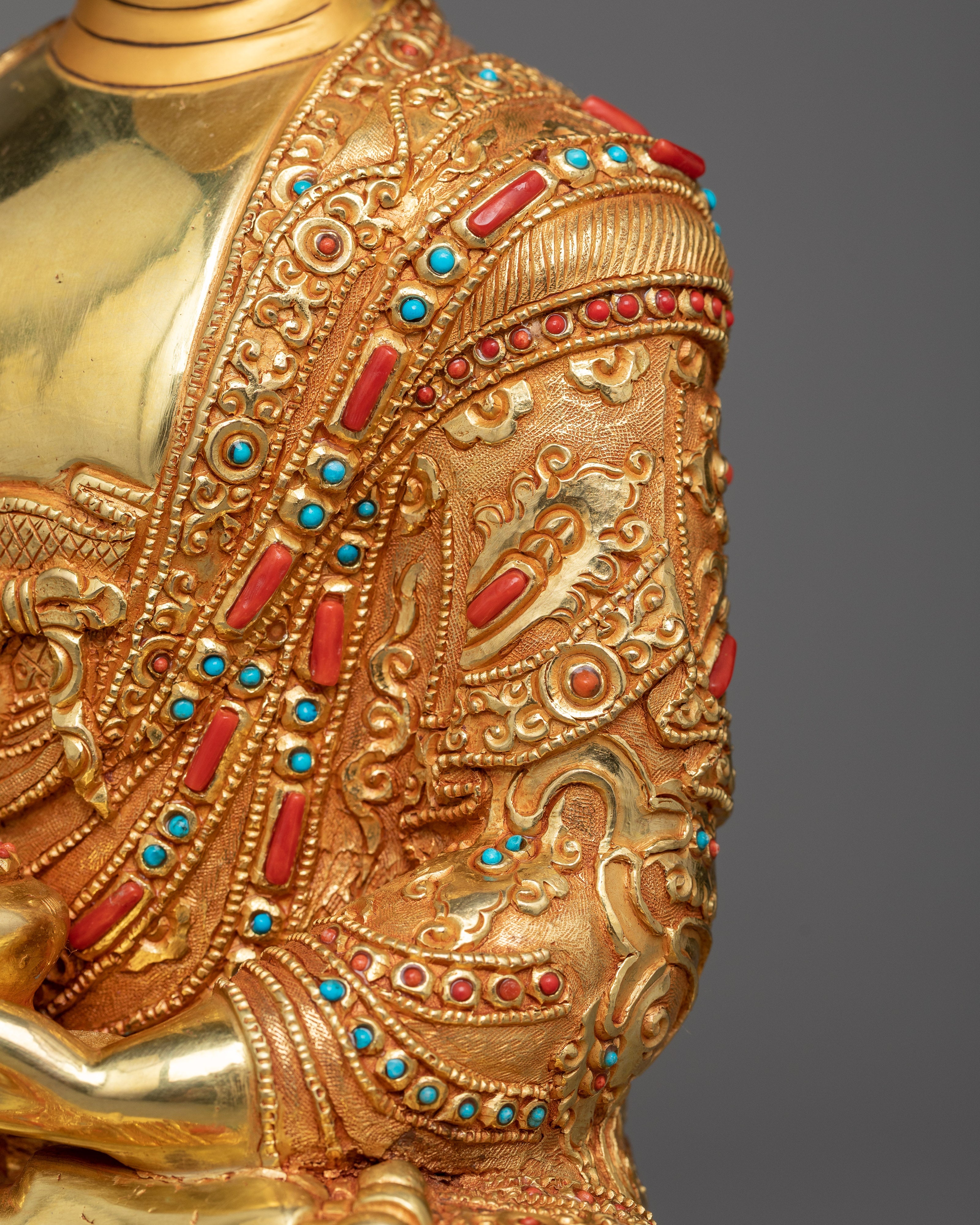 Shakyamuni Buddha Spiritual Sculpture | Beacon of Enlightenment | 24K Gold-Gilded Art