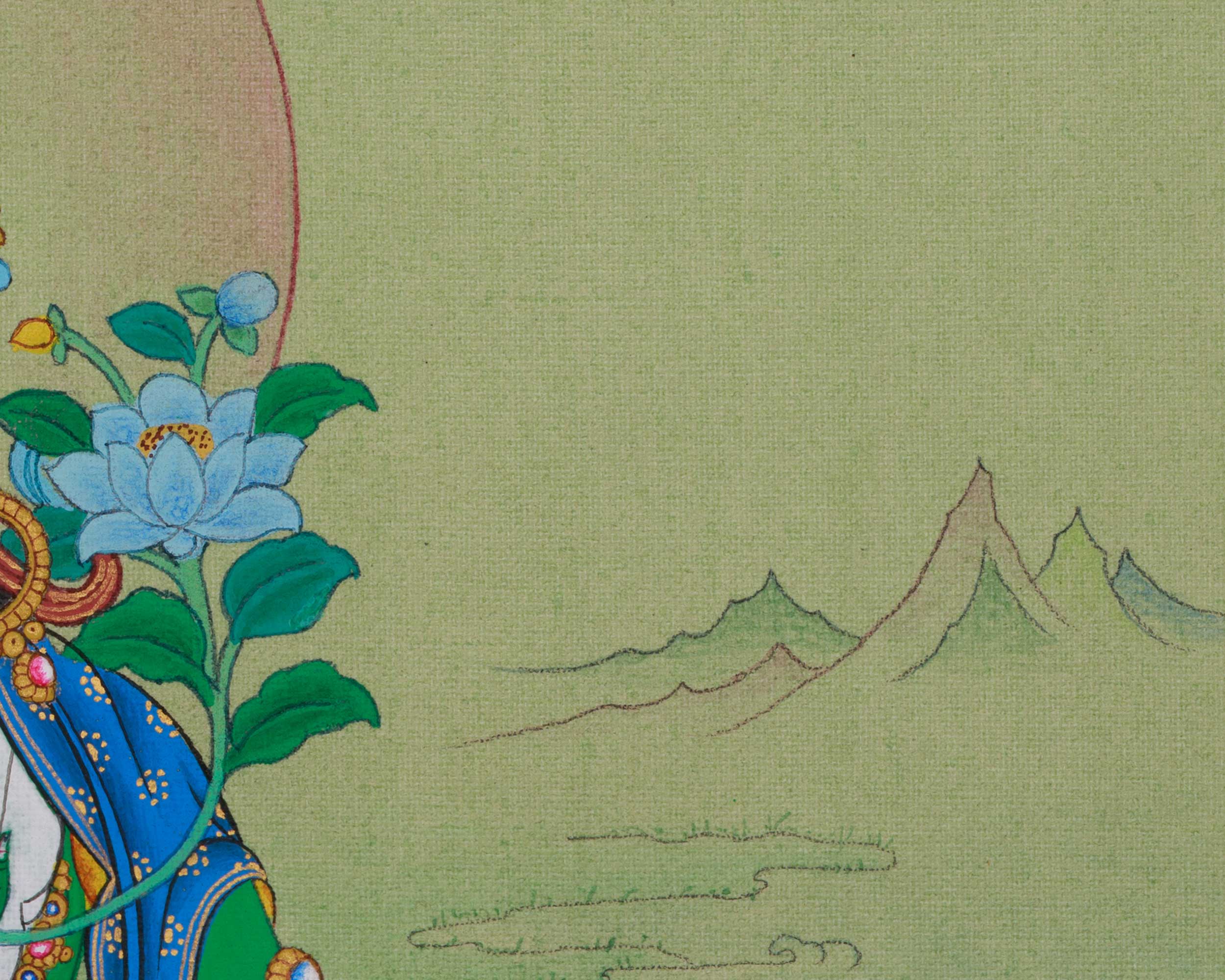 Hand-painted Thangka of Shyama Tara | Green Tara Protection Deity