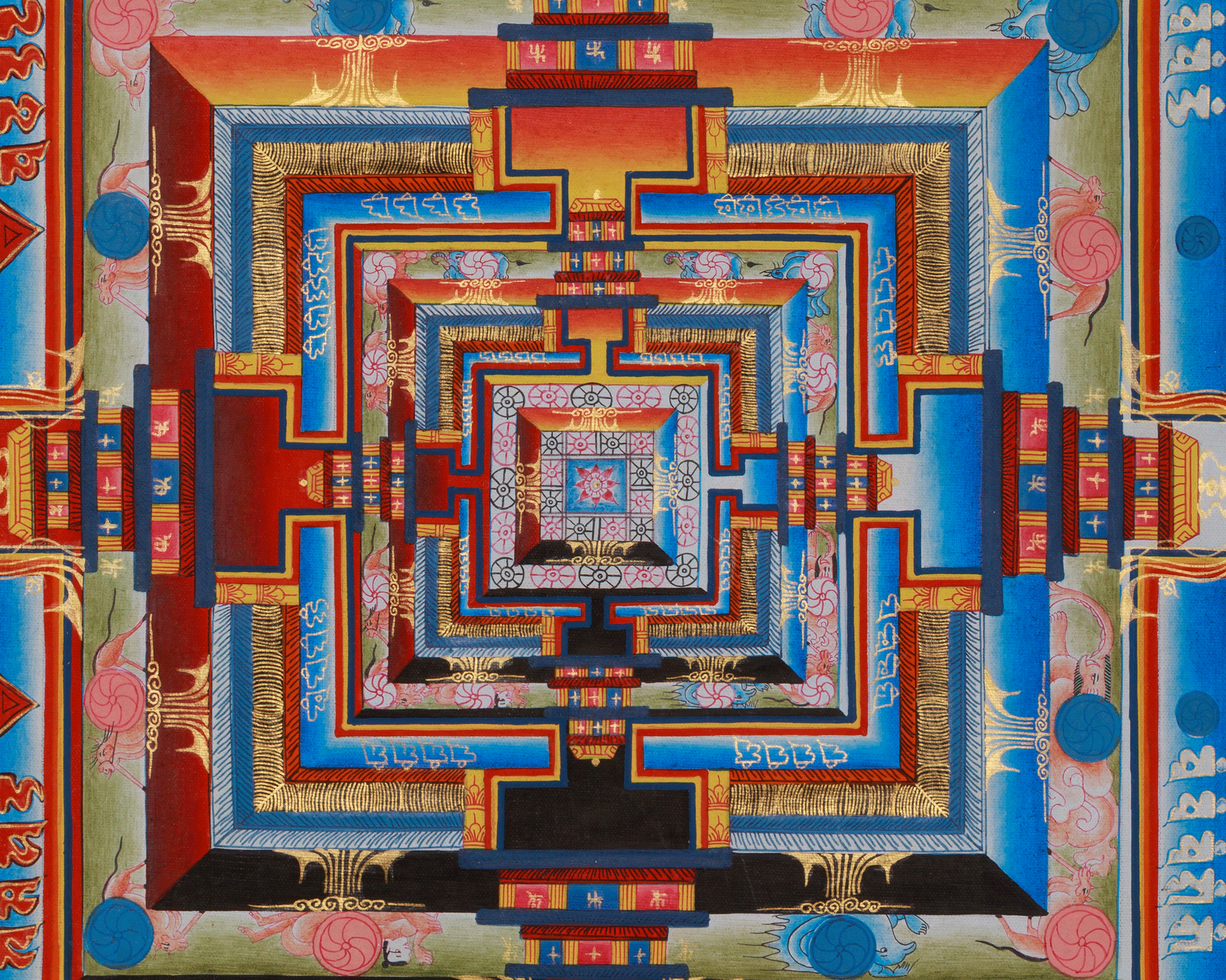 Authentic Kalachakra Mandala Art | Tibetan Wheel of Time Thangka