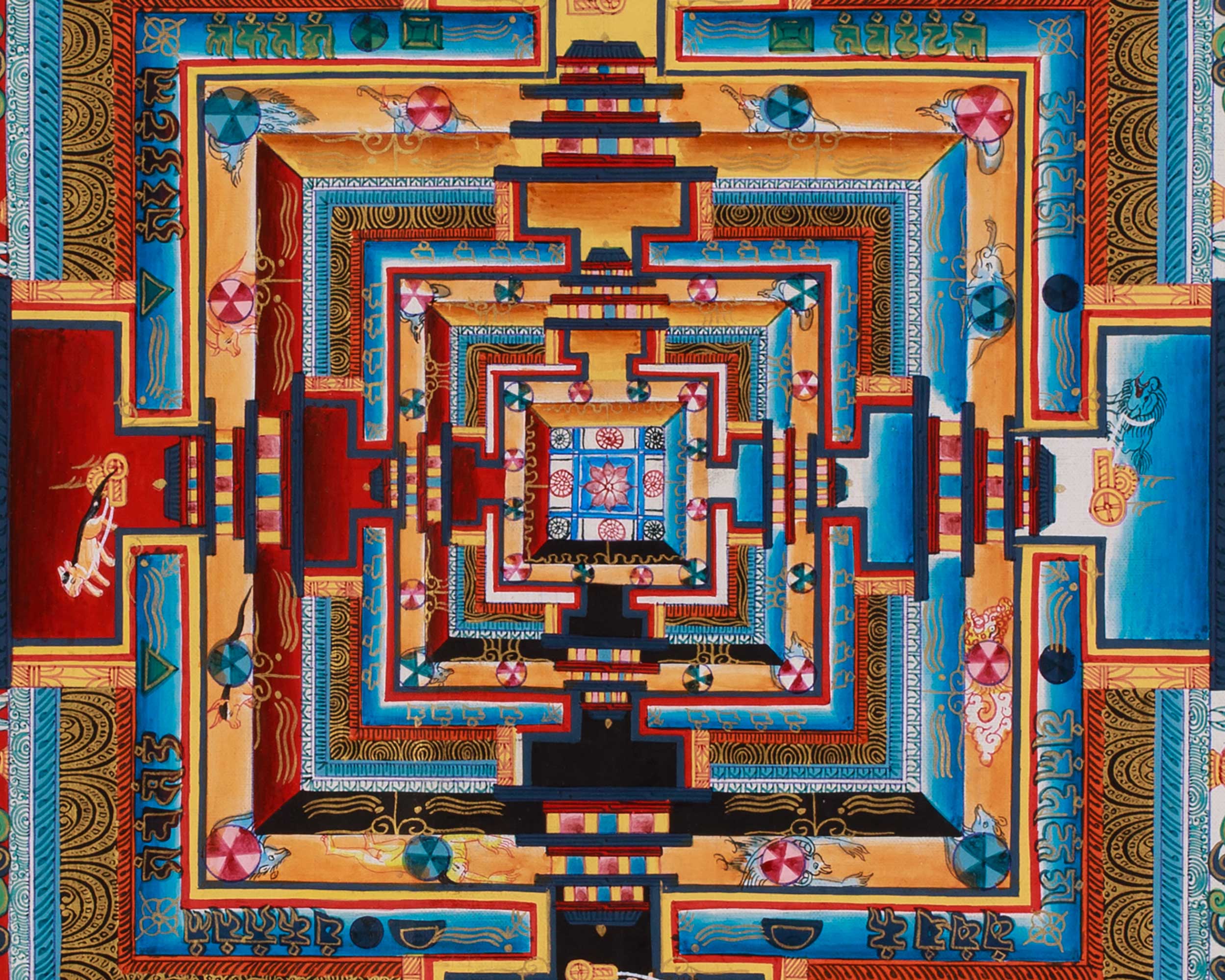 Sacred Buddhist Kalachakra Mandala Art | Meditation Altar | Home Decor