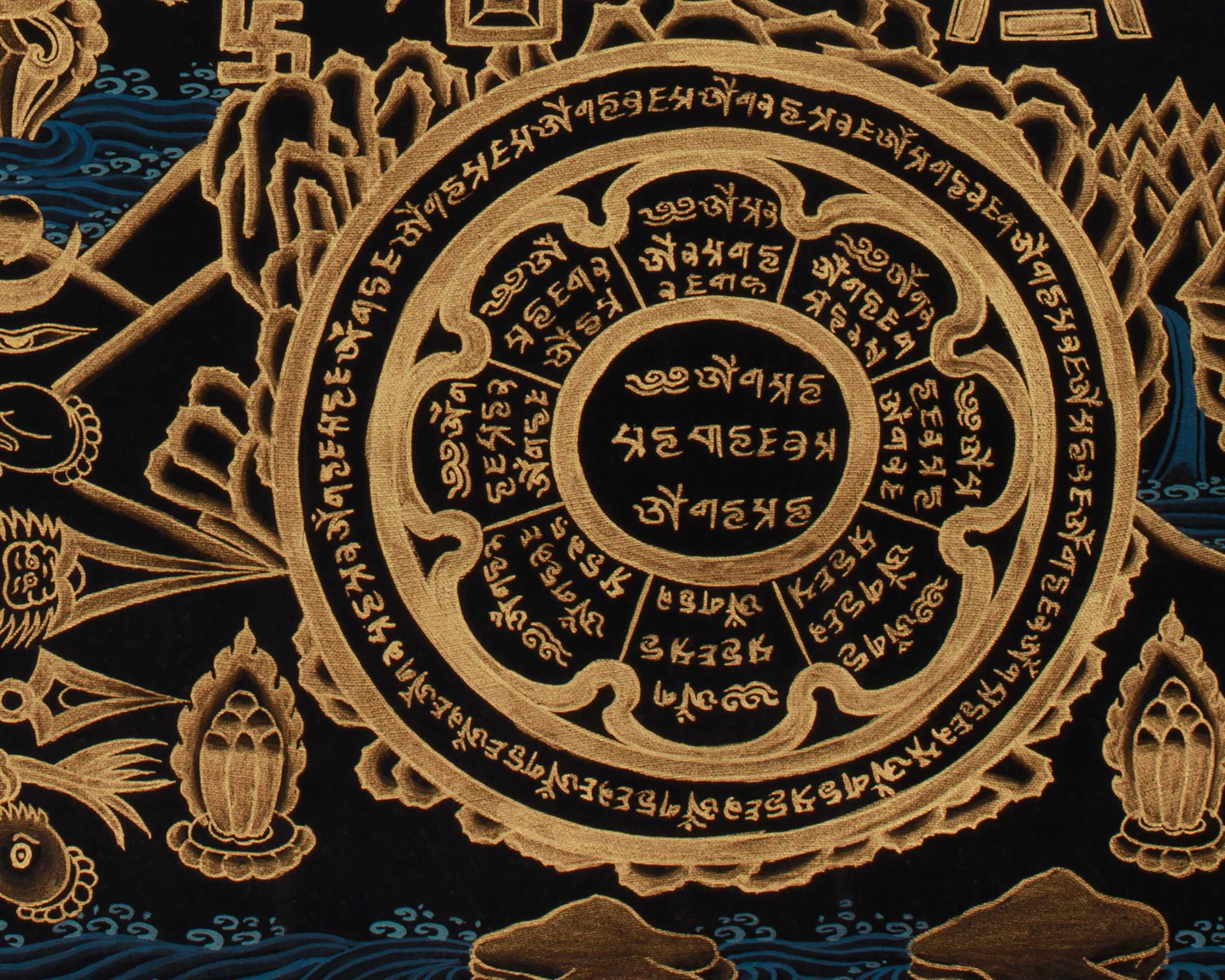 Astrological Chart Calendar Thangka | Tibetan Meditation and Cosmic Guidance Artwork