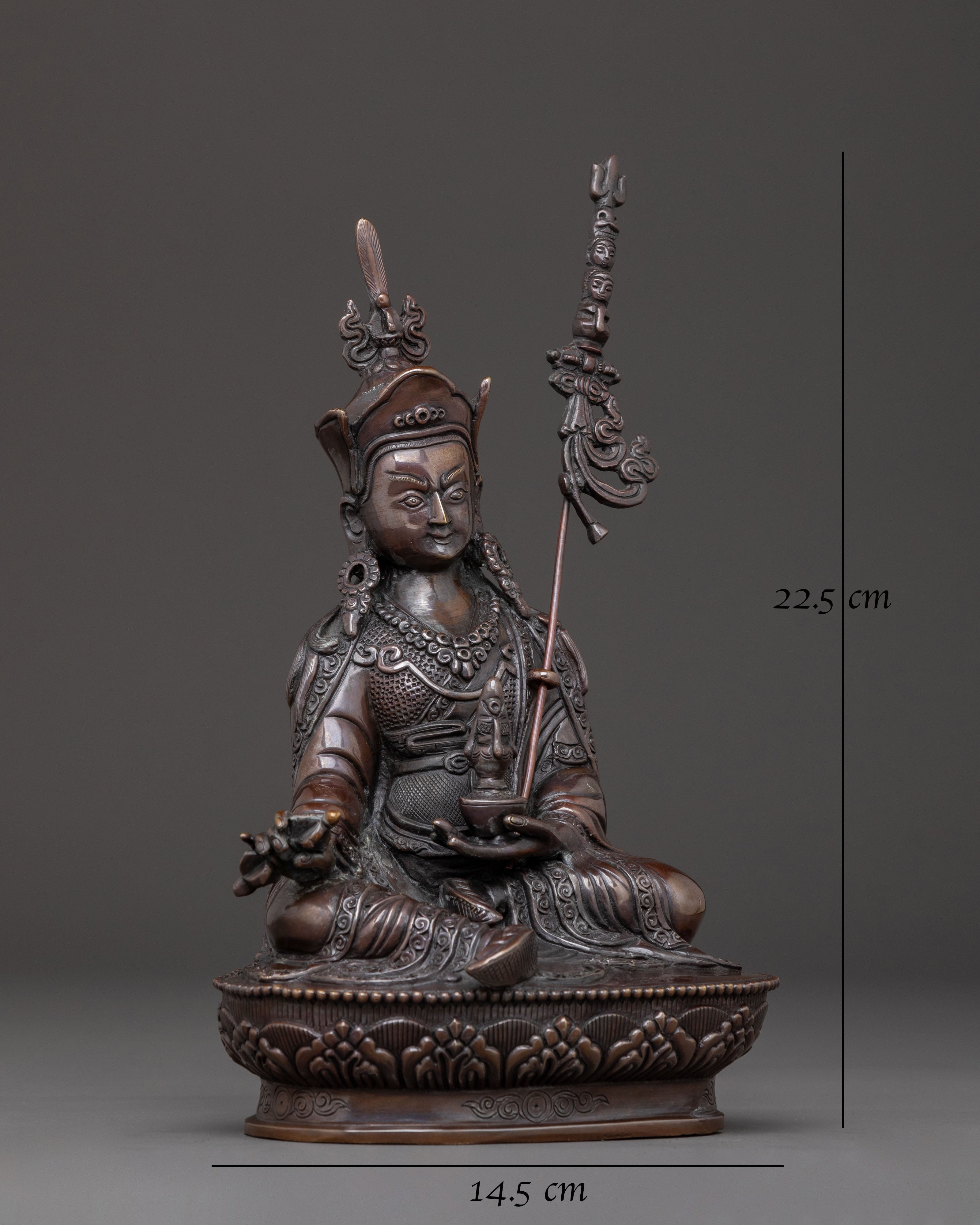 Guru Rinpoche Handcrafted Sacred Statue – Oxidized Copper