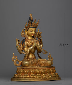 Serene Chenrezig Sculpture | Magnificent Handcrafted Copper Statue