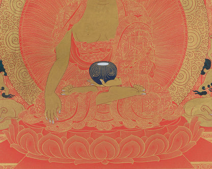 The Historical Buddha Shakyamuni | A Gold Thangka of Timeless Wisdom