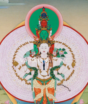 Thousand Arms of Compassion | Chenrezig Thangka Print | Artwork Of Infinite Compassion Chenrezig