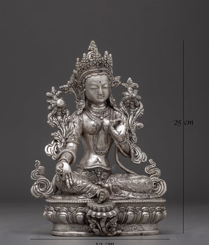 silver-green-tara-statue