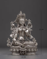 silver-green-tara-statue