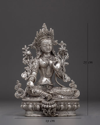 silver-green-tara-statue
