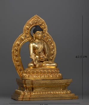 Medicine Buddha 24K Gold Gilded Statue | Symbol of Healing and Compassion Buddha