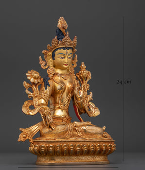 24K Gold Gilded White Tara Art | Compassionate Deity for Longevity and Healing