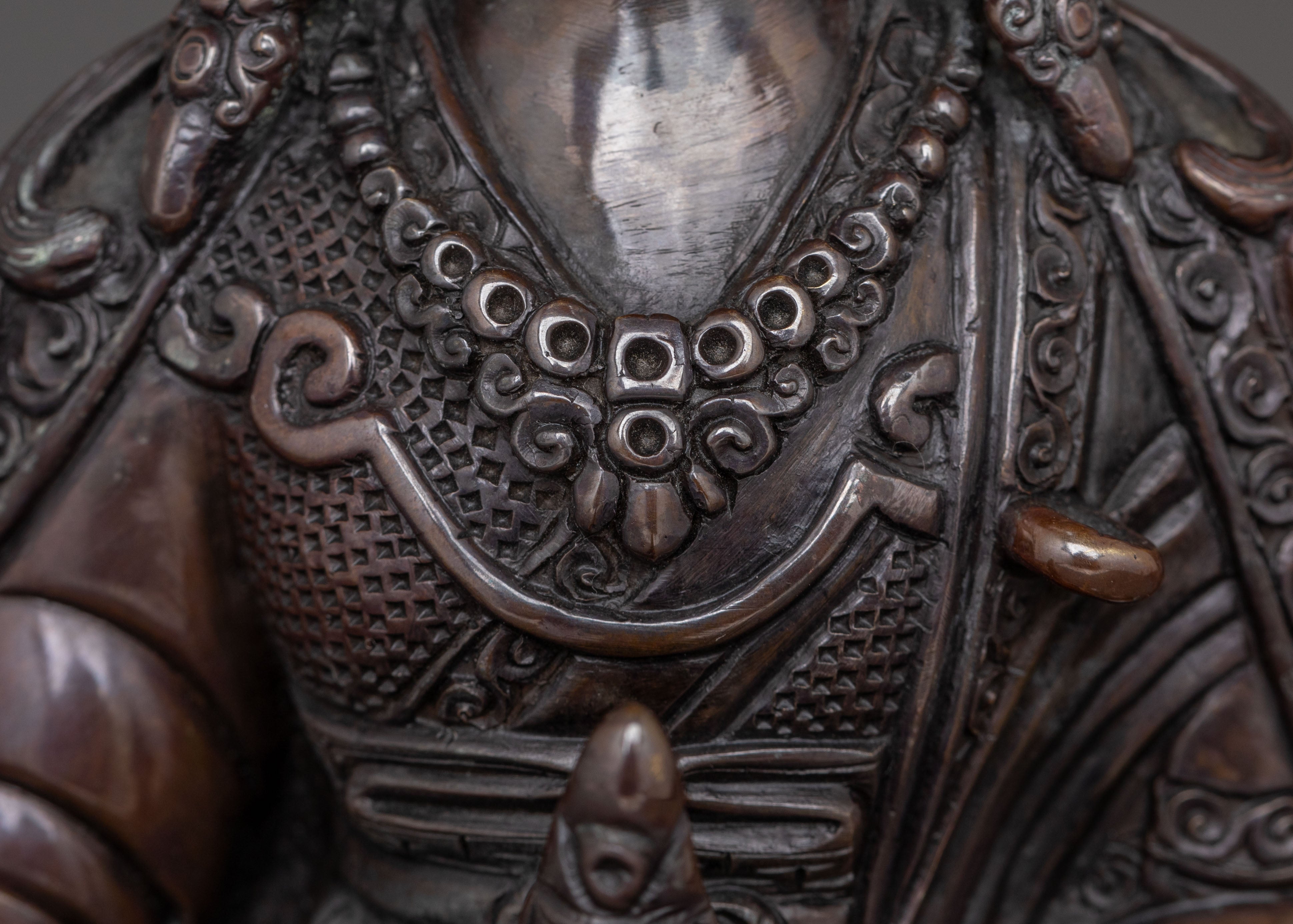 Guru Rinpoche Handcrafted Sacred Statue – Oxidized Copper