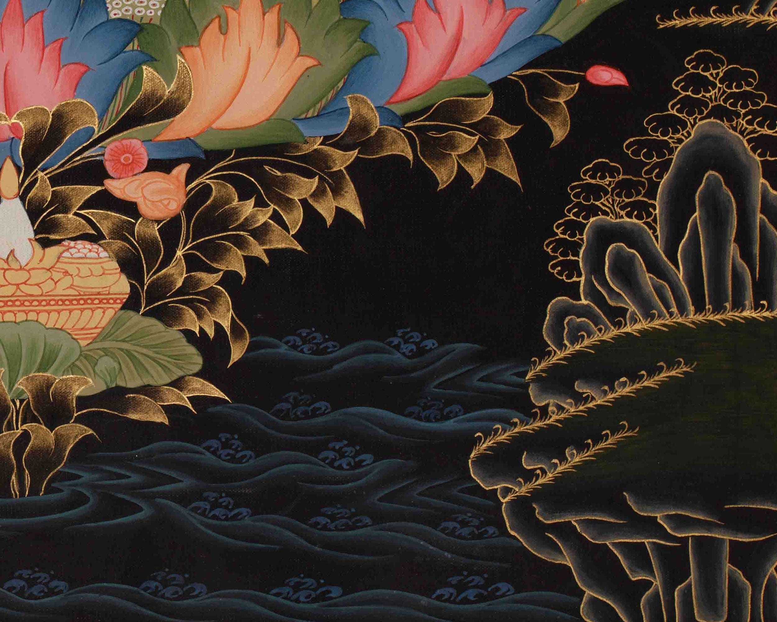Vajrayana Buddhist Guru Rinpoche Thangka | Guru Padmasambhava Art | Meditation & Spiritual Altar