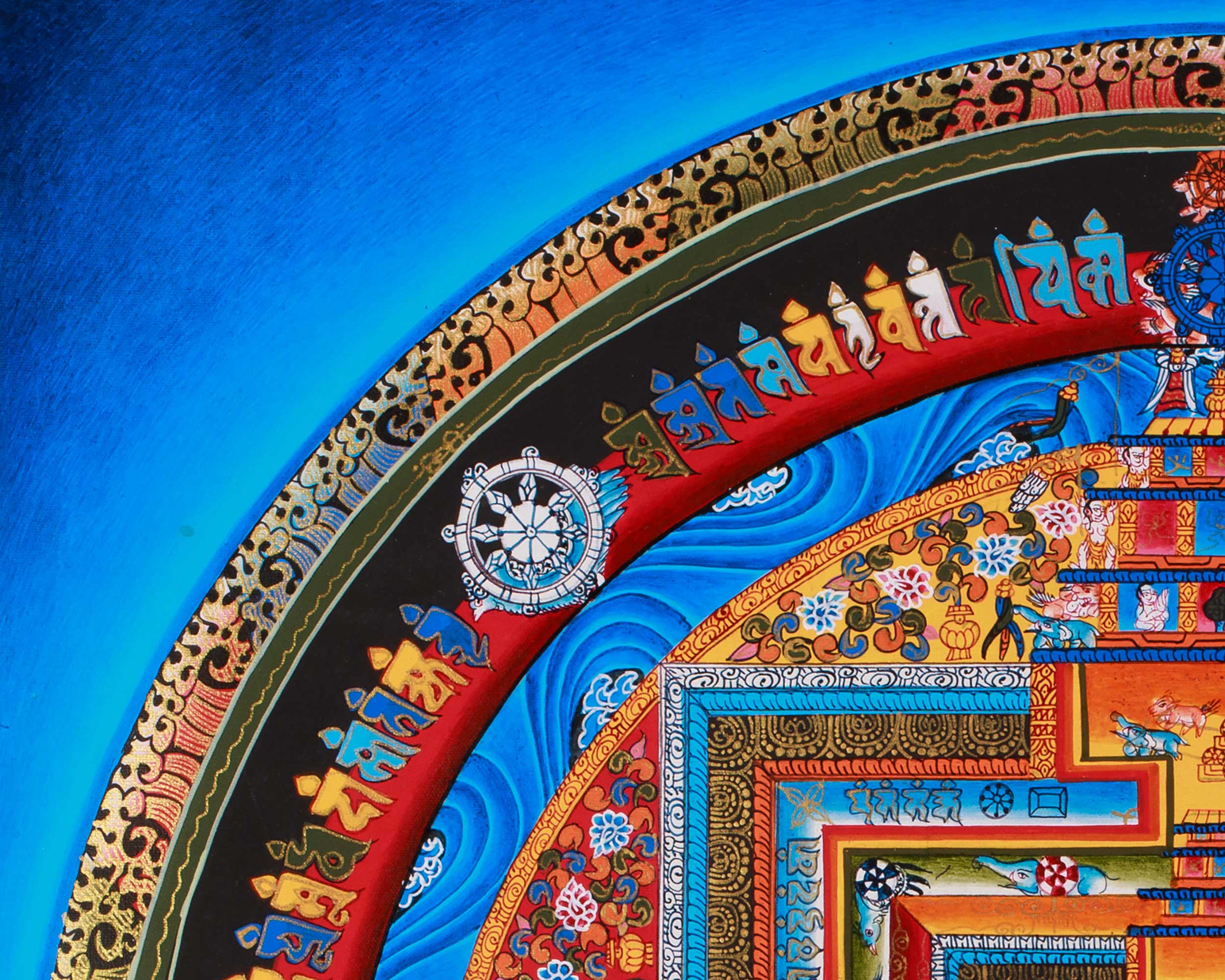 Divine Kalachakra Mandala Art | Sacred Tibetan Buddhist Painting of Cosmic Wisdom