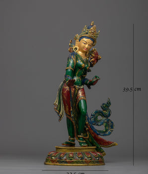 Elegant Standing Green Tara Statue | Symbol of Compassion and Serenity