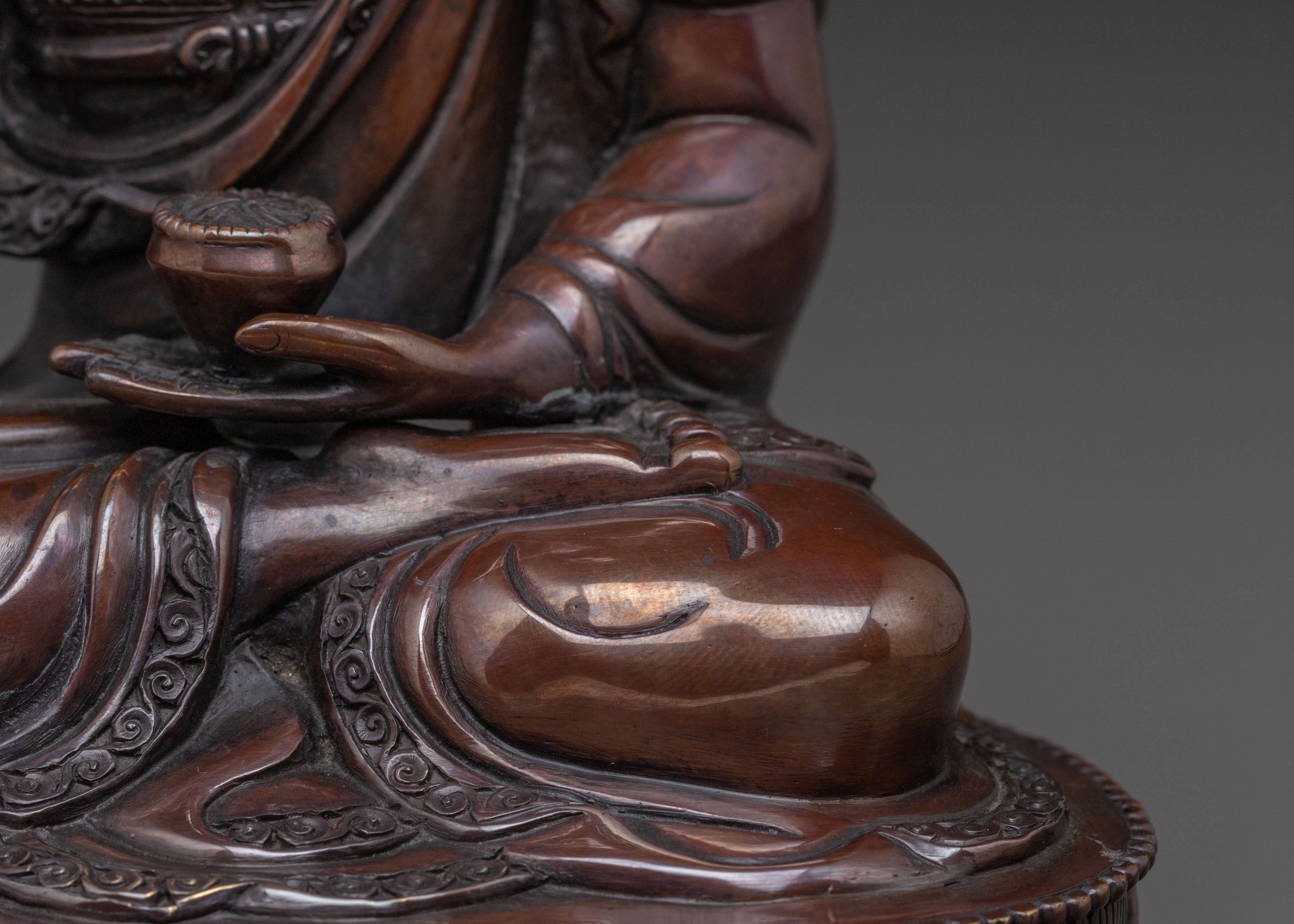 Historical Shakyamuni Buddha: Oxidized Copper Statue