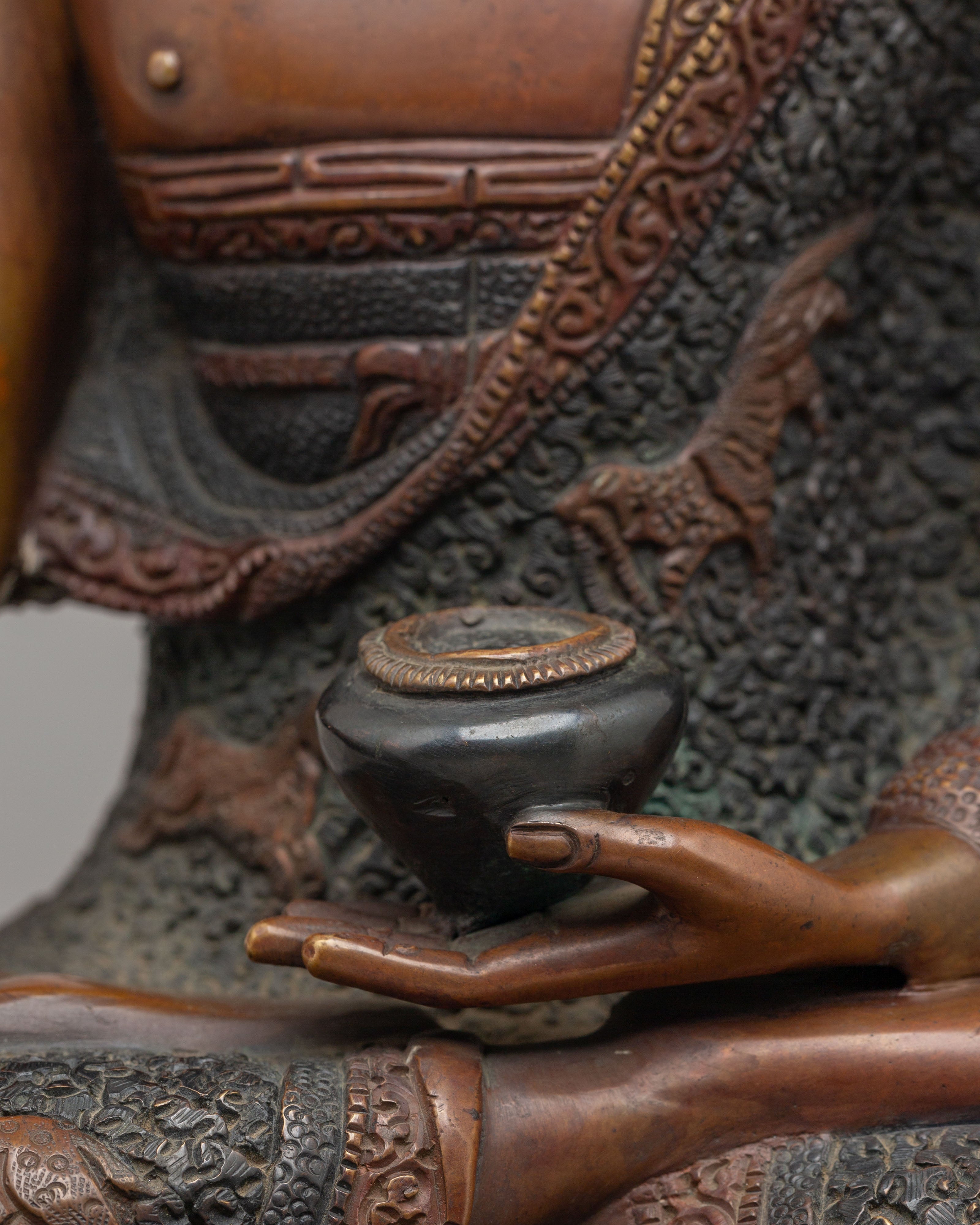 Namo Altar Shakyamuni Buddha Statue | Oxidized Copper Buddhist Sculpture