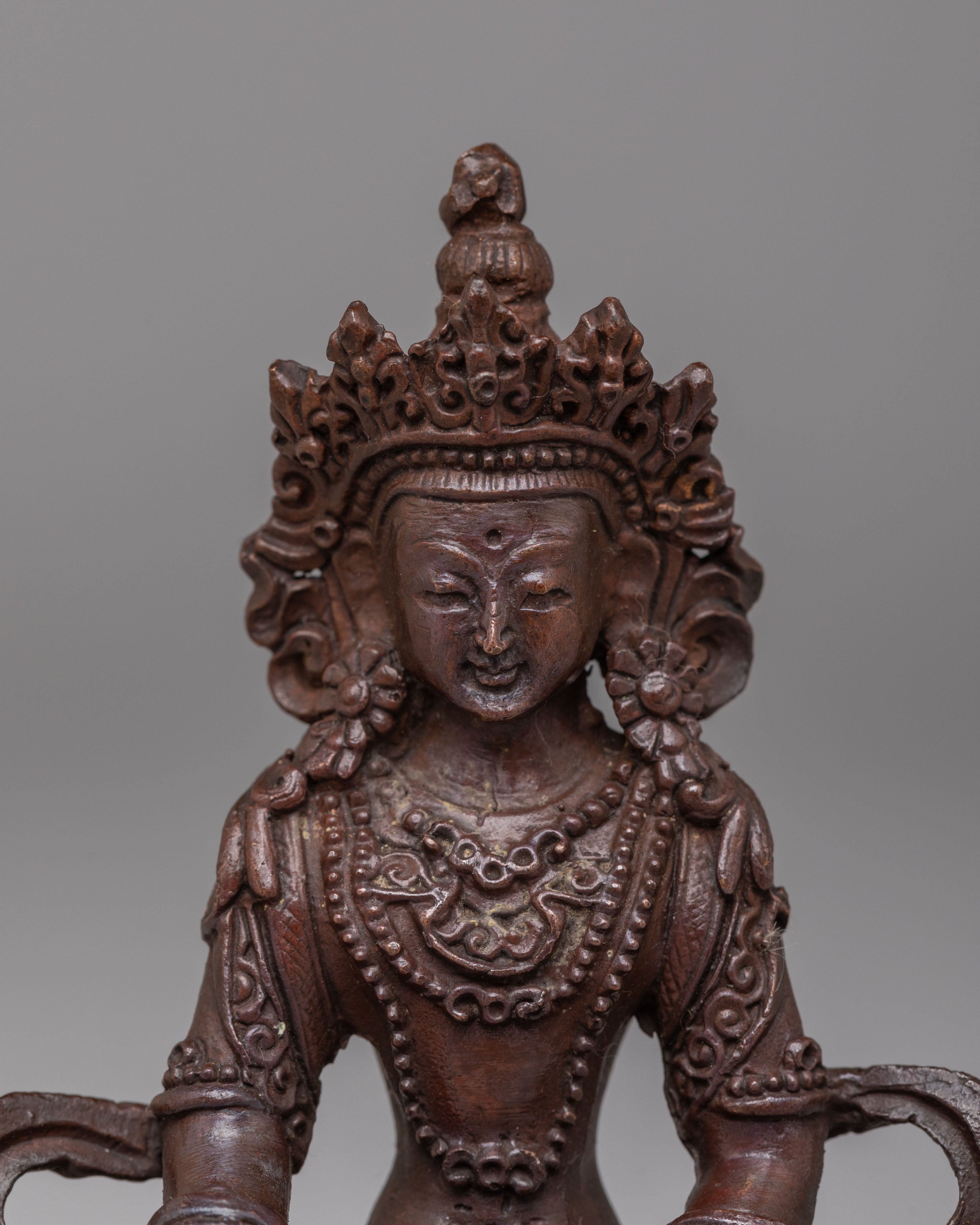 Handmade Three Deity Set | Oxidized Copper Altar Statues