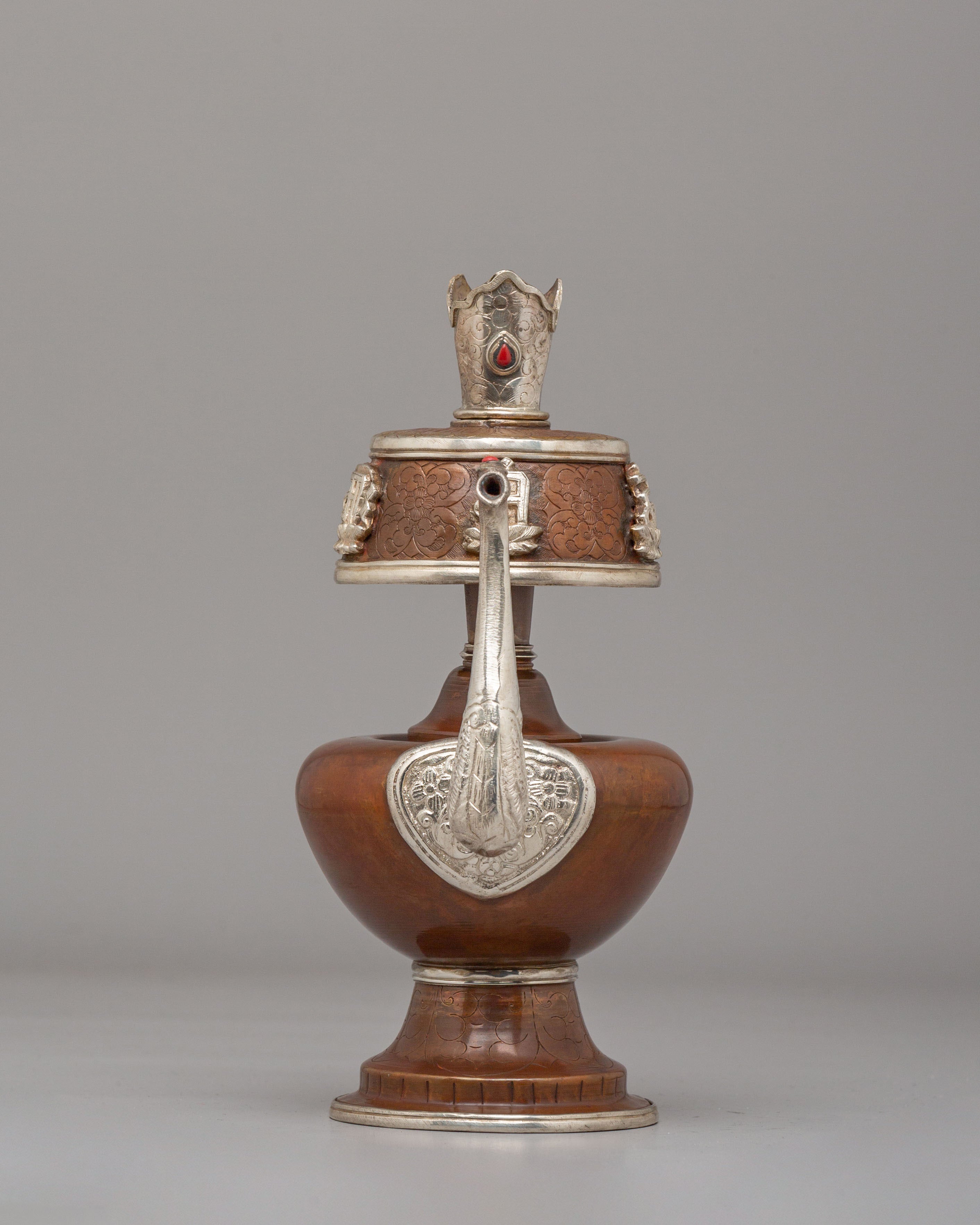 Spiritual Ceremonial Bhumba Pair | Tibetan Ritual Copper Silver Vessels