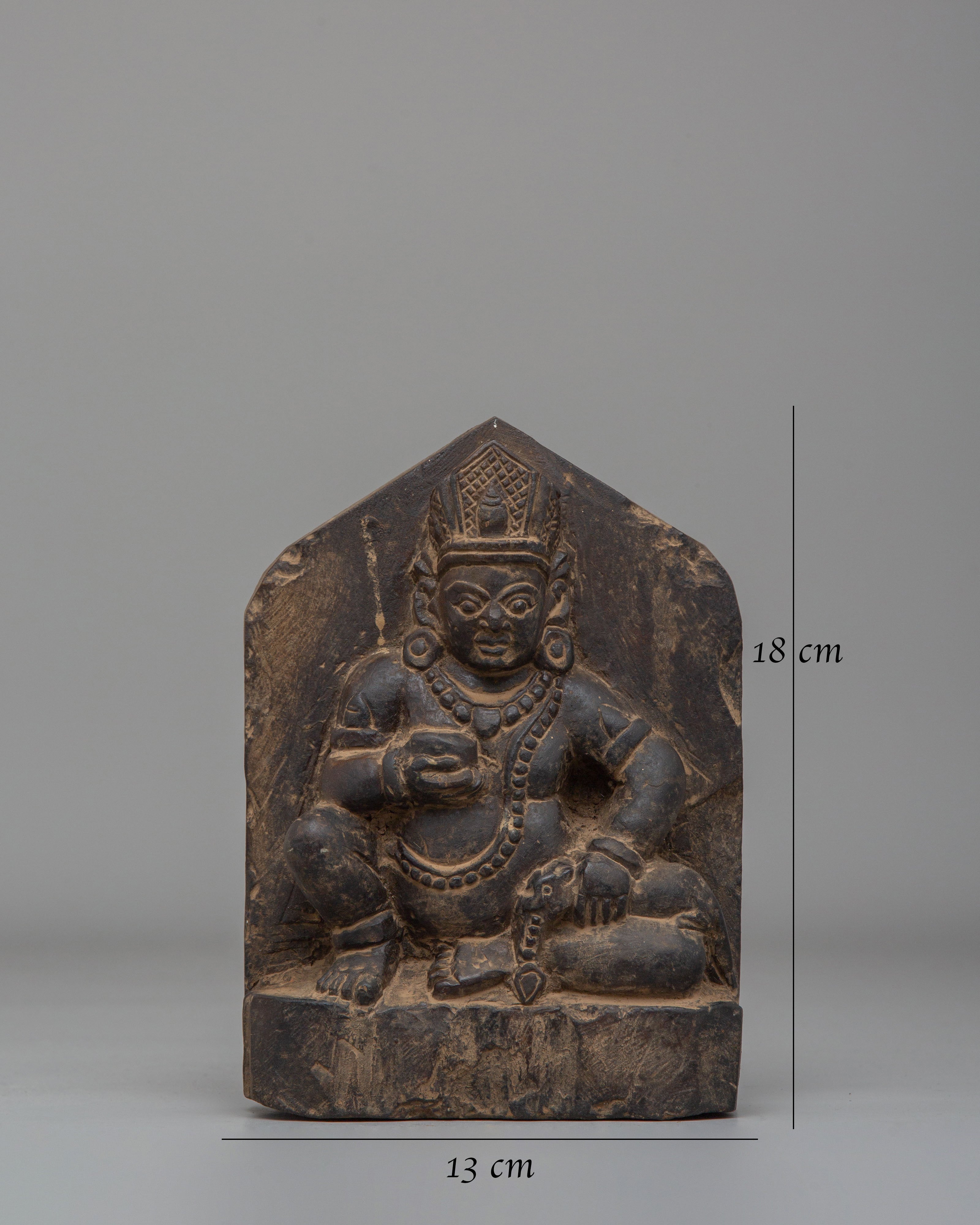 Dzambhala Wealth Protector Deity Statue | Stone Buddhist Sculpture
