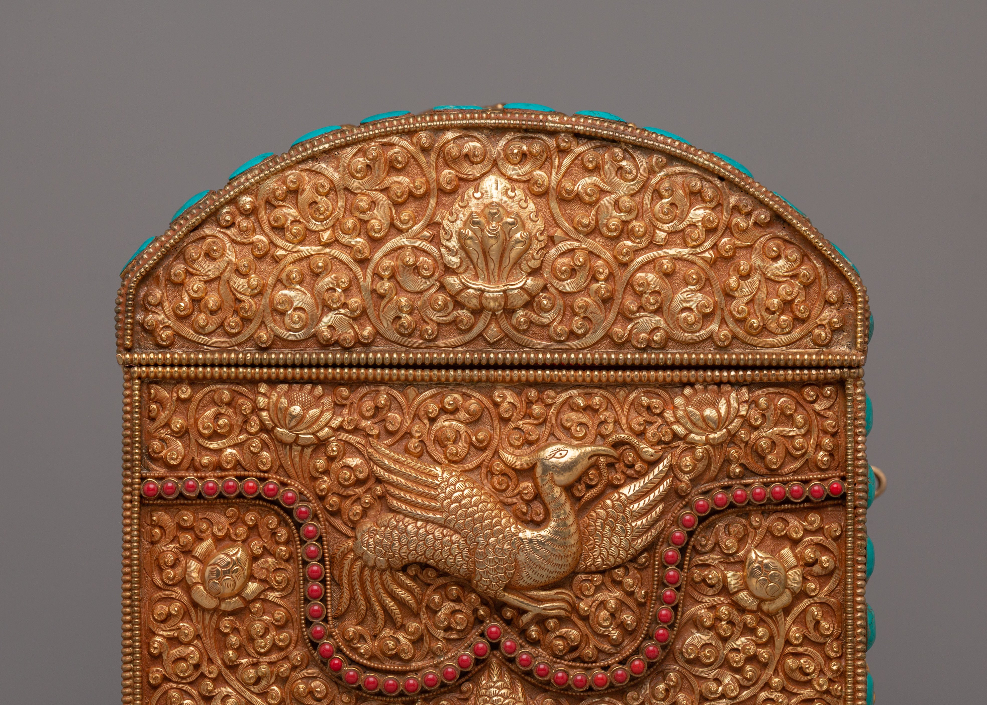 Handmade Dragon Treasure Box | Gemstone & Gold Plated Copper
