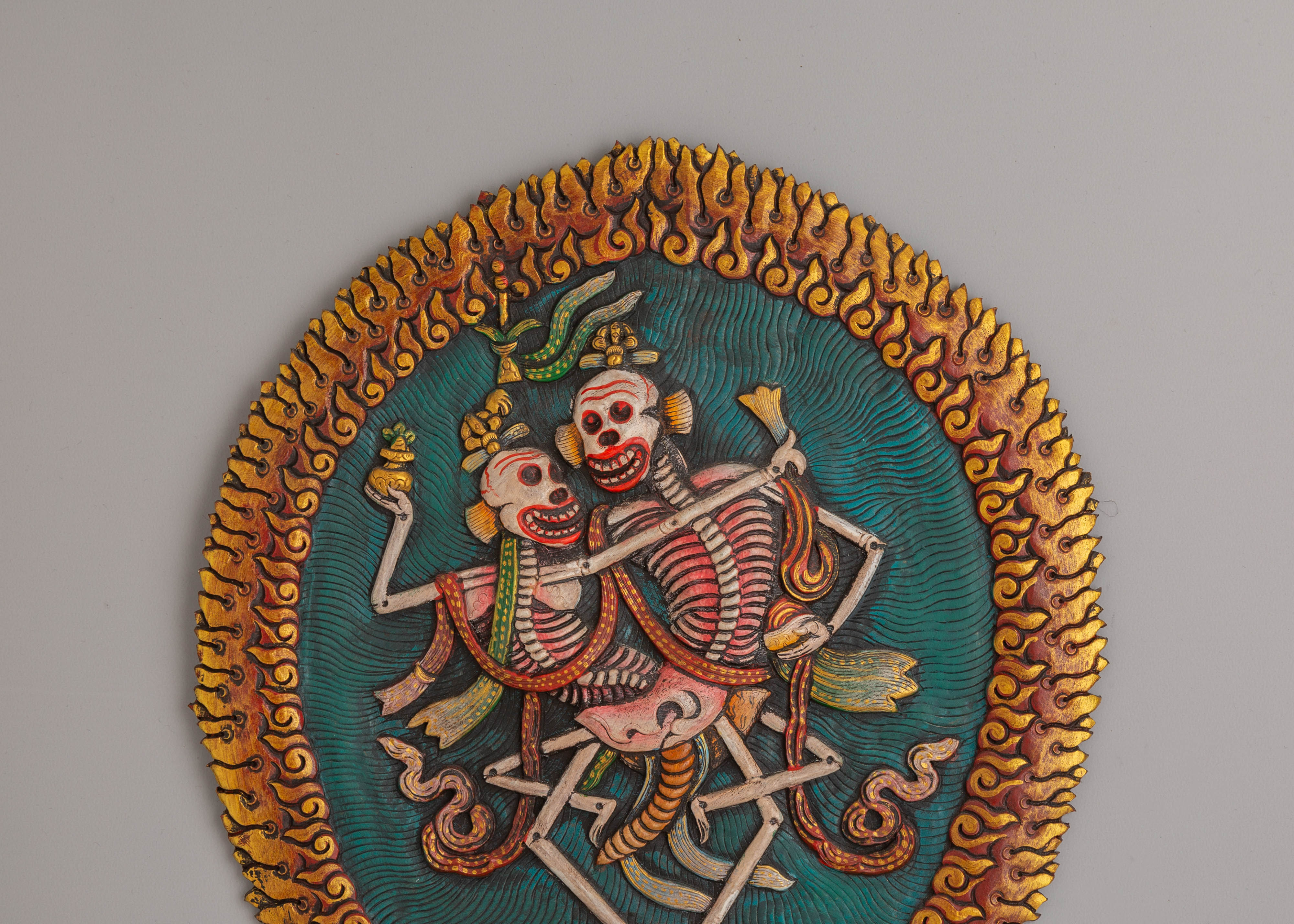 Handcrafted Chitipati Wall Hanging | Tibetan Protector Deity Artwork
