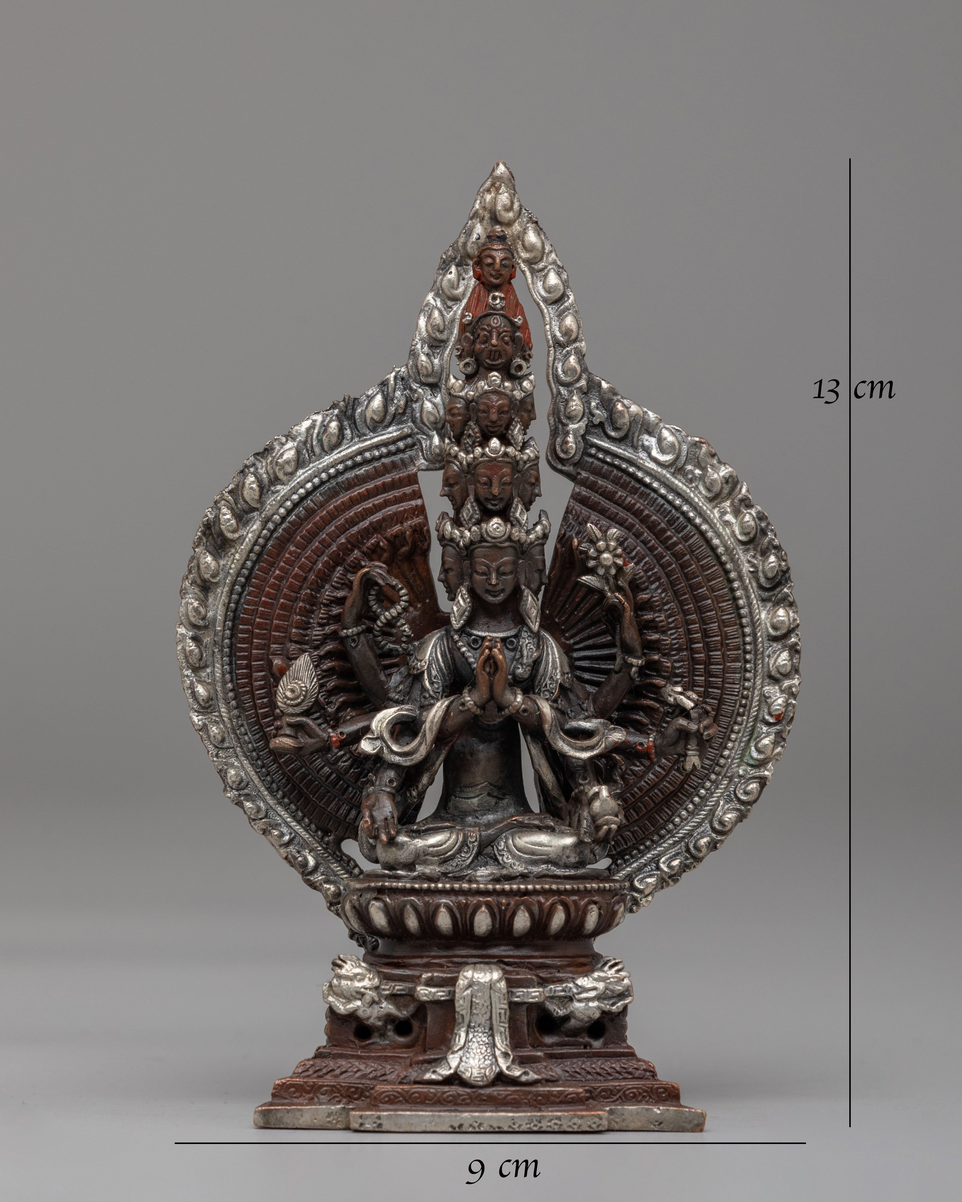 1000-armed-Chenrezig-Statue-for-Altar | Silver-Plated Tibetan Deity