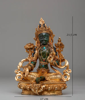 Handmade Shyama Tara Statue of Compassion | Green Tara Sculpture