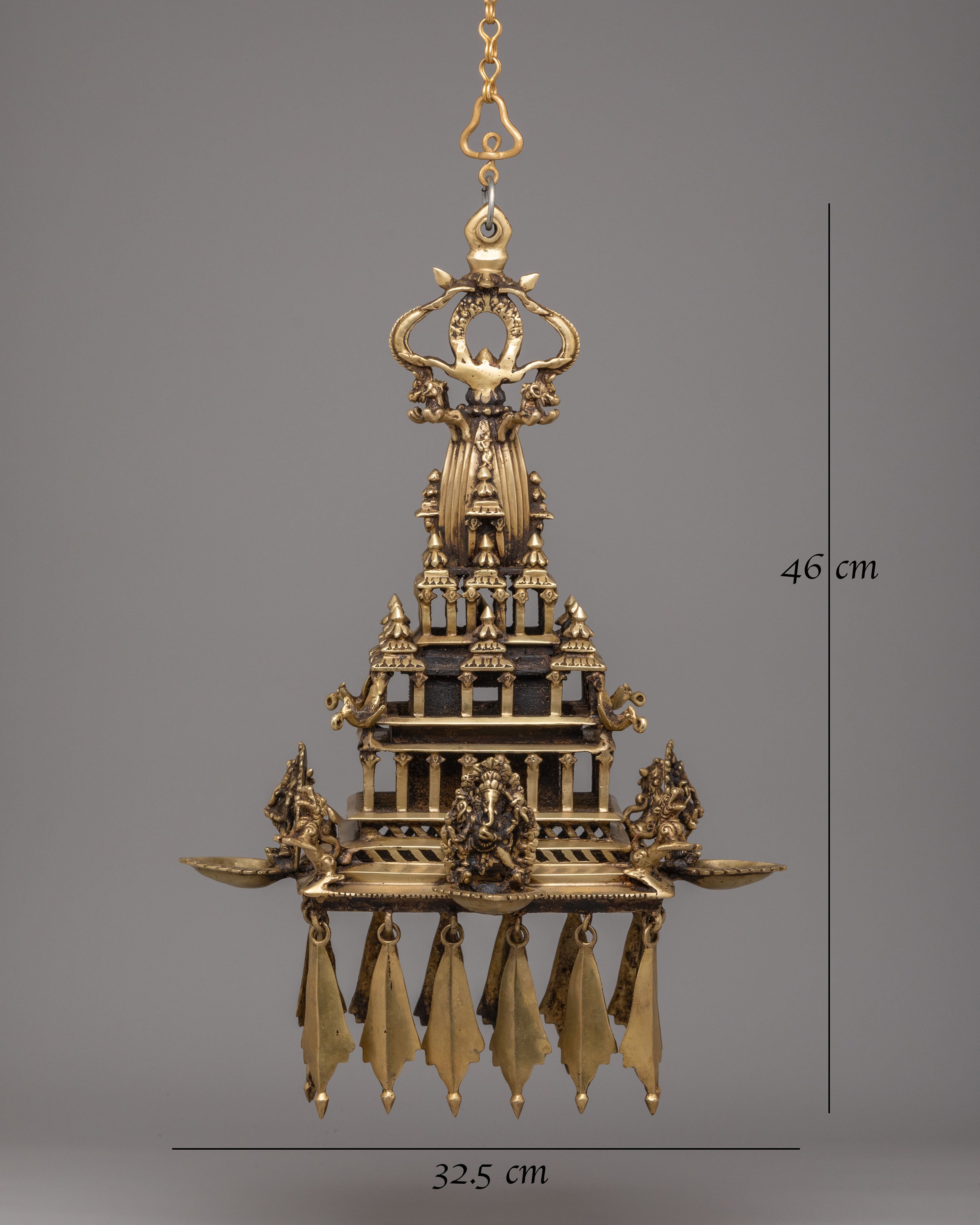 Hanging Stupa Dalucha for Spiritual Practice | Ganesh Brass Decor for Meditation