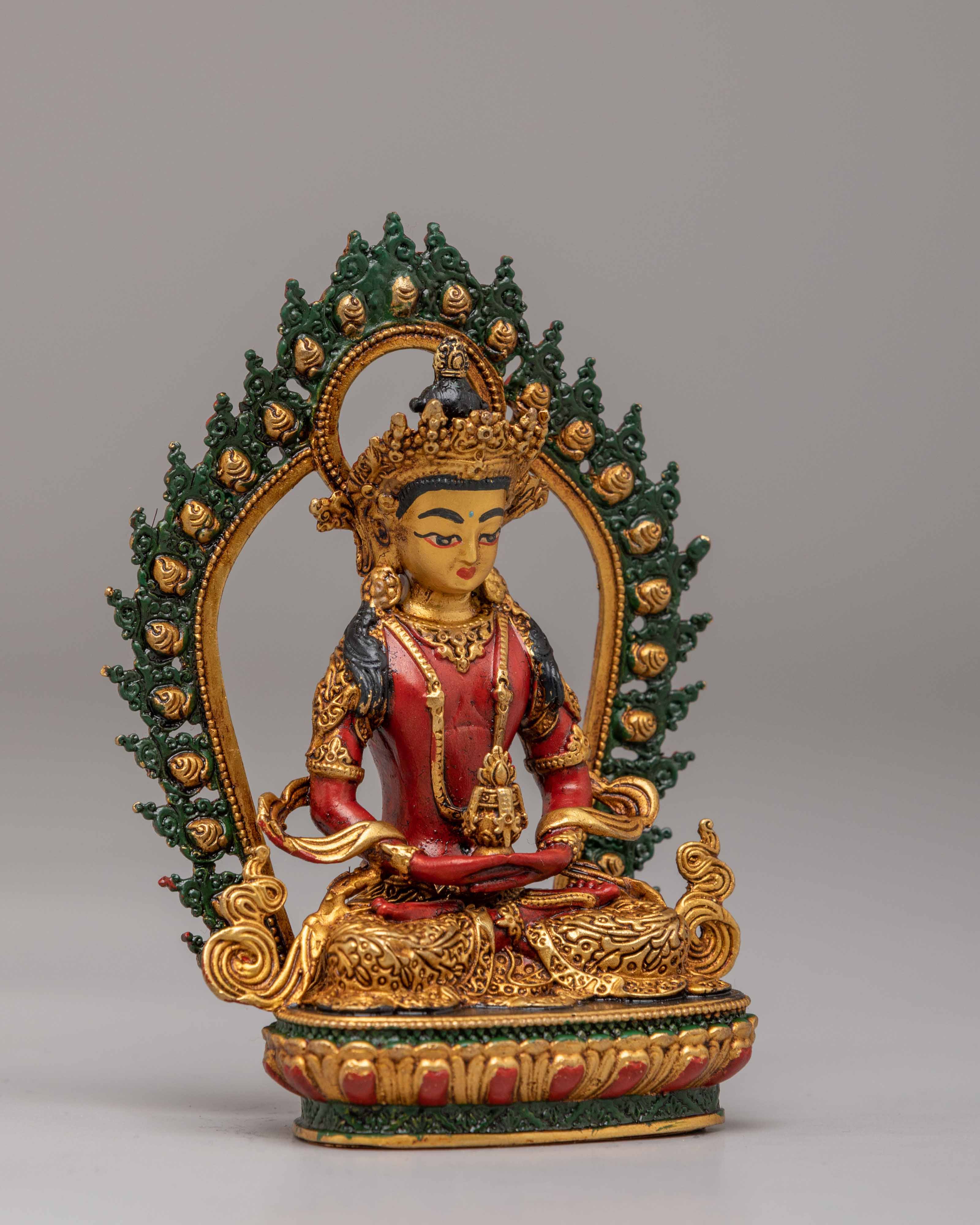 Buddhist Amitayus Longevity Deity Statue | 24K Gold Plated Buddhist Buddha