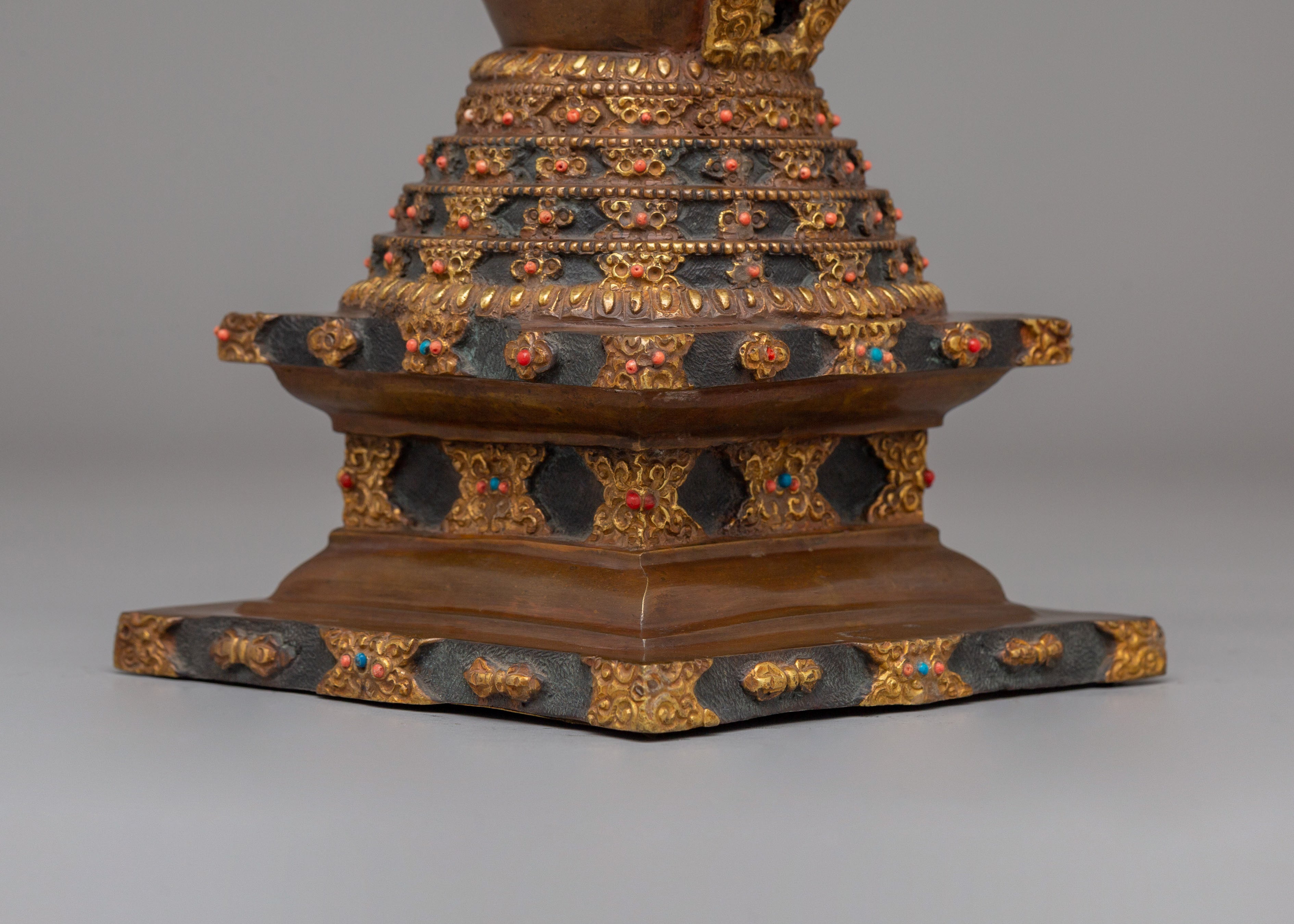 Sacred Lotus Blossom Stupa for Altar | Tibetan Buddhist Shrine Decor