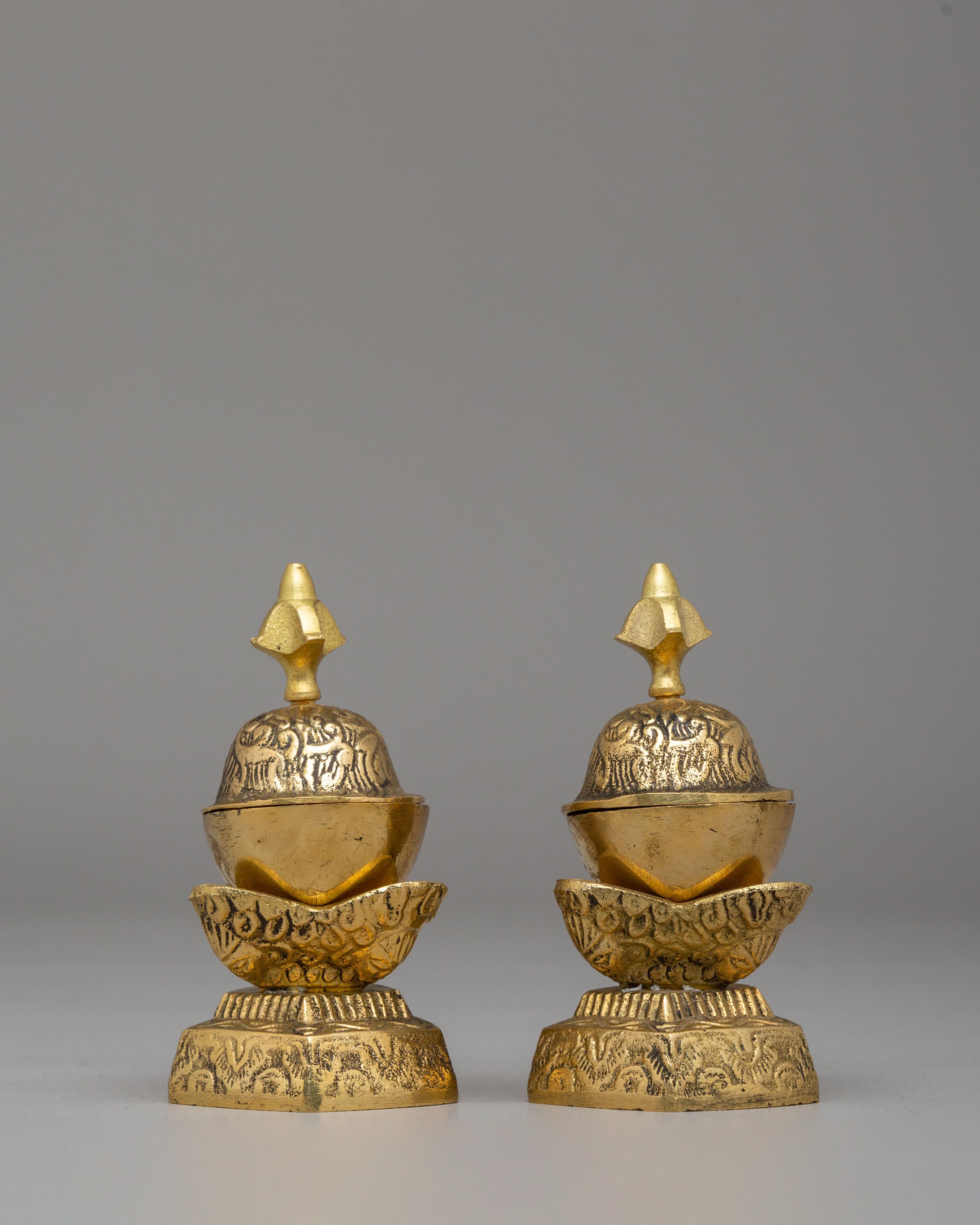Sacred Buddhist Kapala Set for Altar | Ritual Offering Vessels