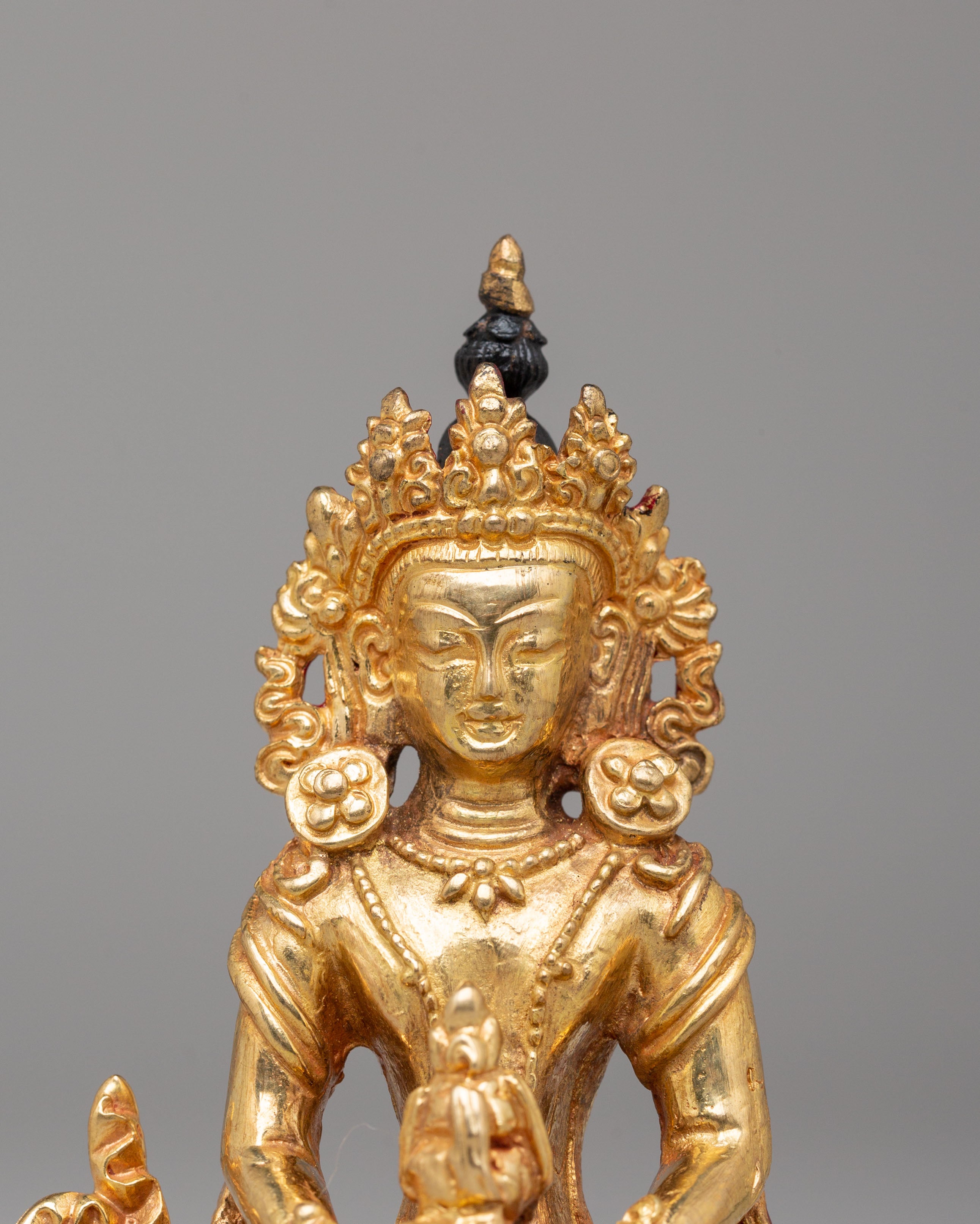 Sacred Amitayus Longevity Deity Statue | Mercury Gold Plated Copper