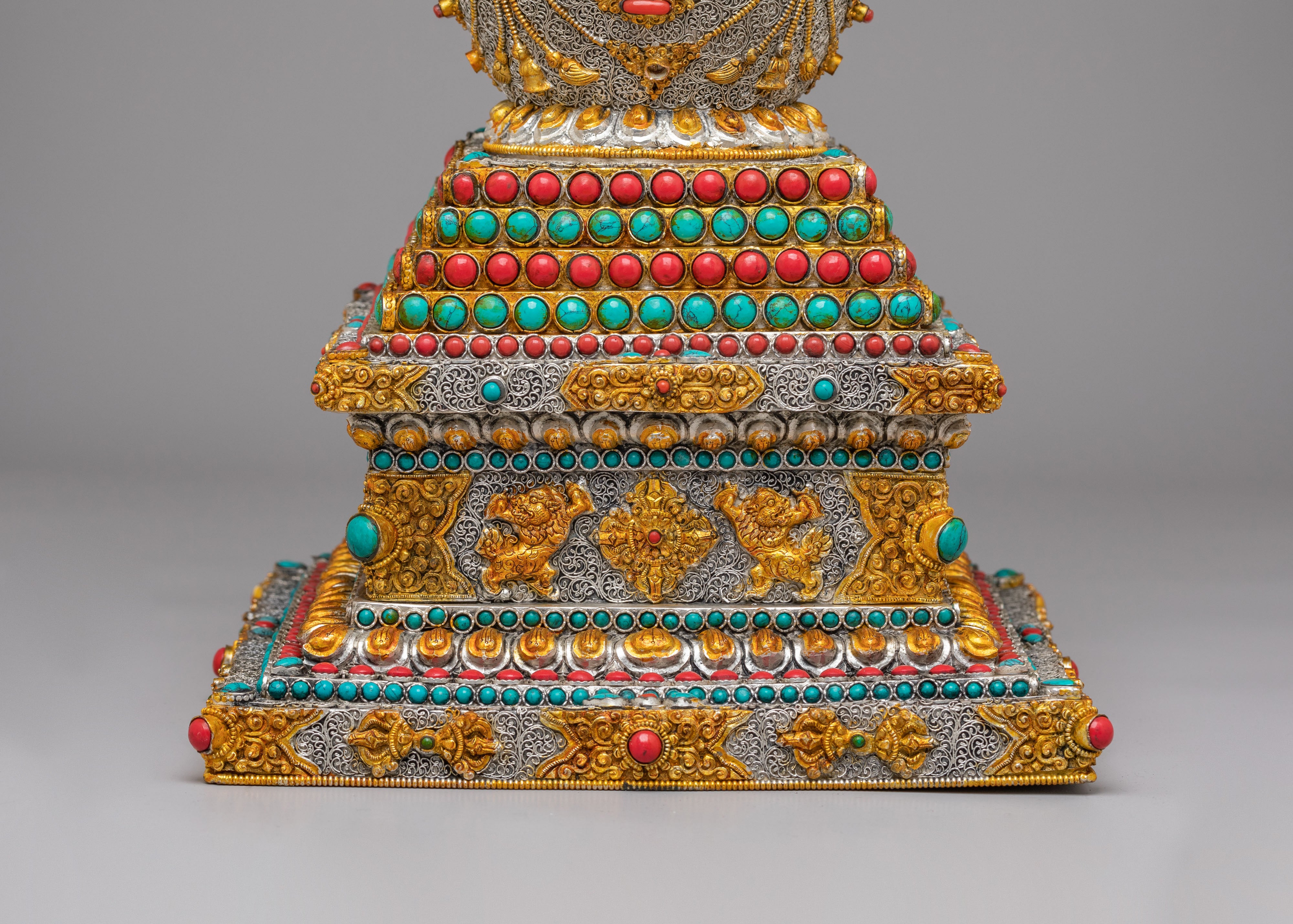 Spiritual Enlightenment Stupa for Altar | Handcrafted Copper Stupa for Meditation