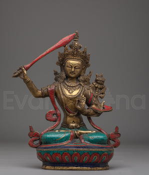 Handcrafted Manjushri Statue of Wisdom | Manjushri Statue for Insight and Clarity