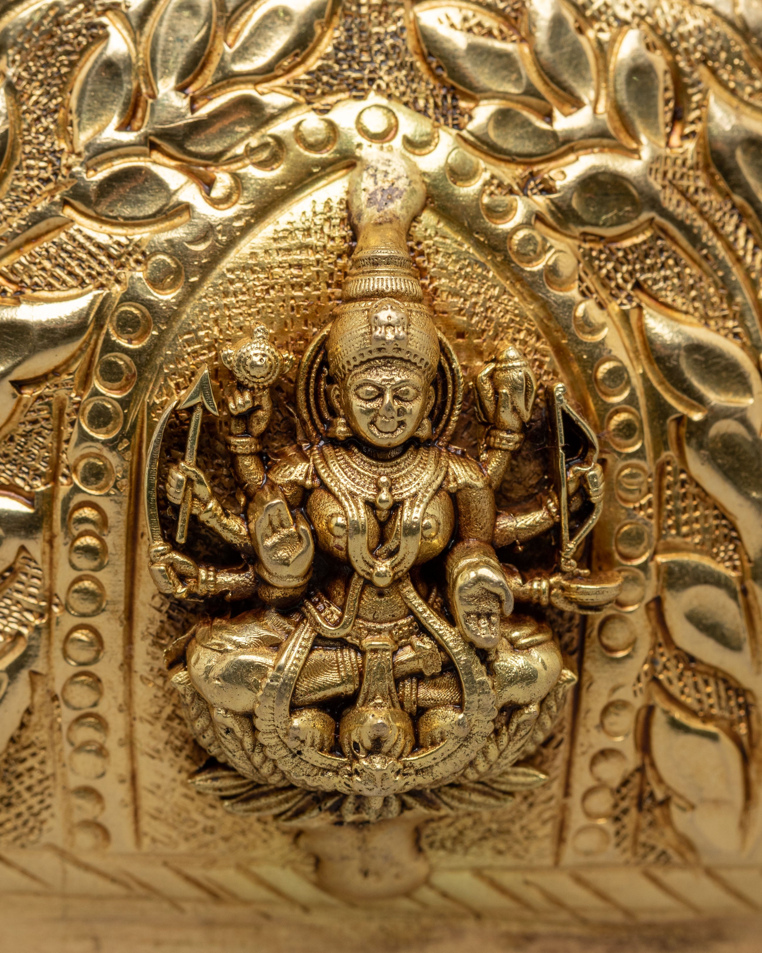 Himalayan Spiritual Urli Bowl | Brass with Elephant Legs & Deity Engravings