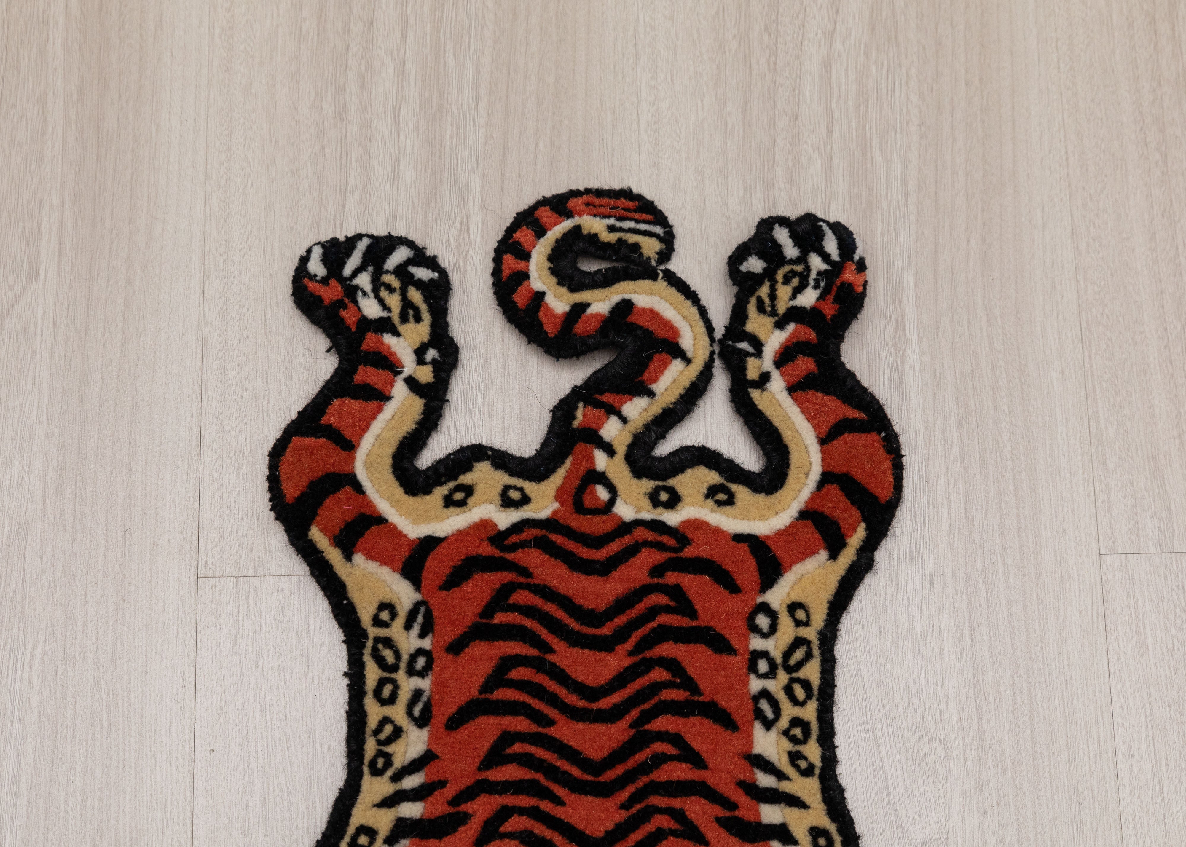 Handwoven Wool Tiger Rug | Himalayan Meditation Carpet