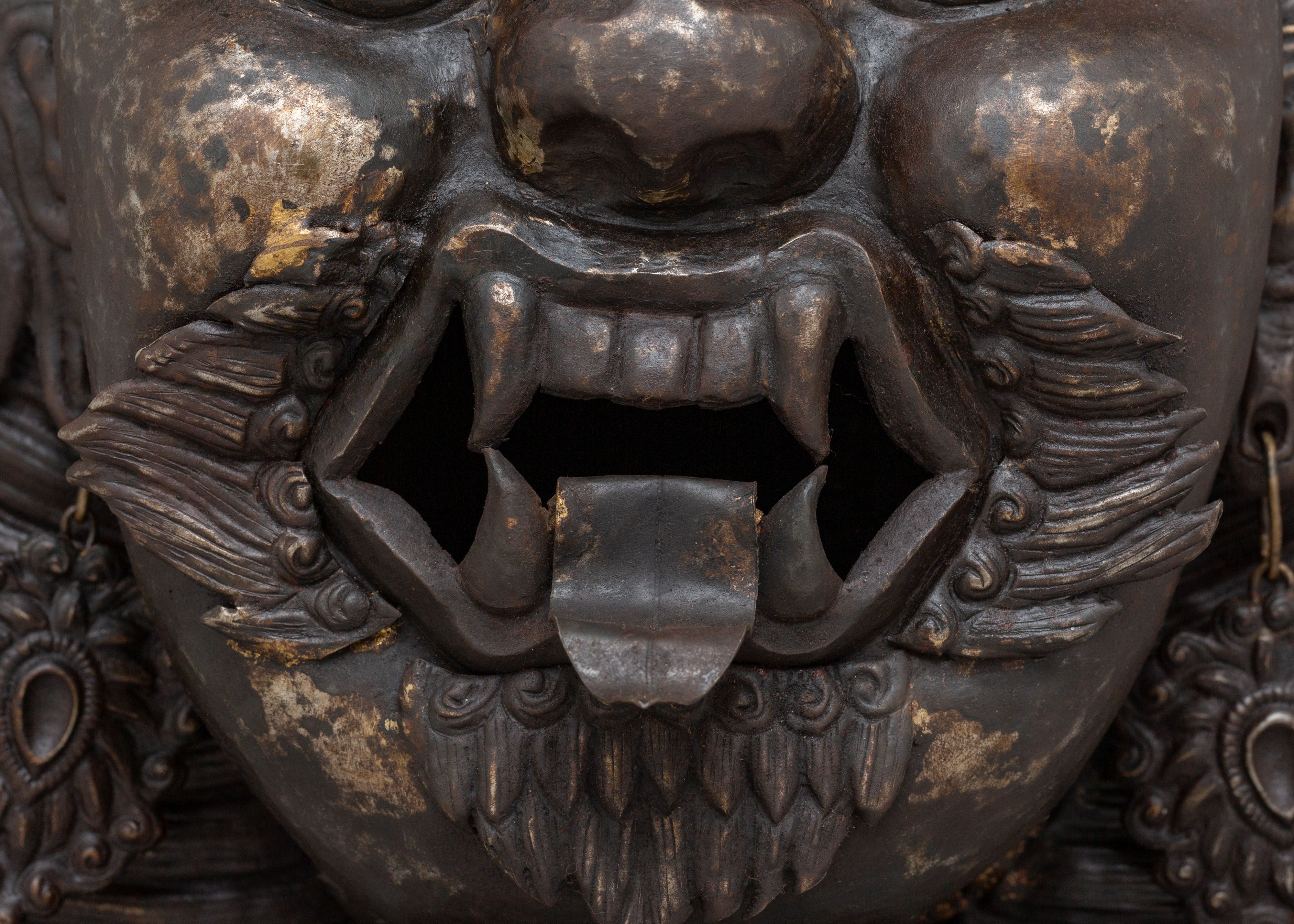 Traditional Bhairava Face Sculpture | Tibetan Wrathful Deity Altar Decor