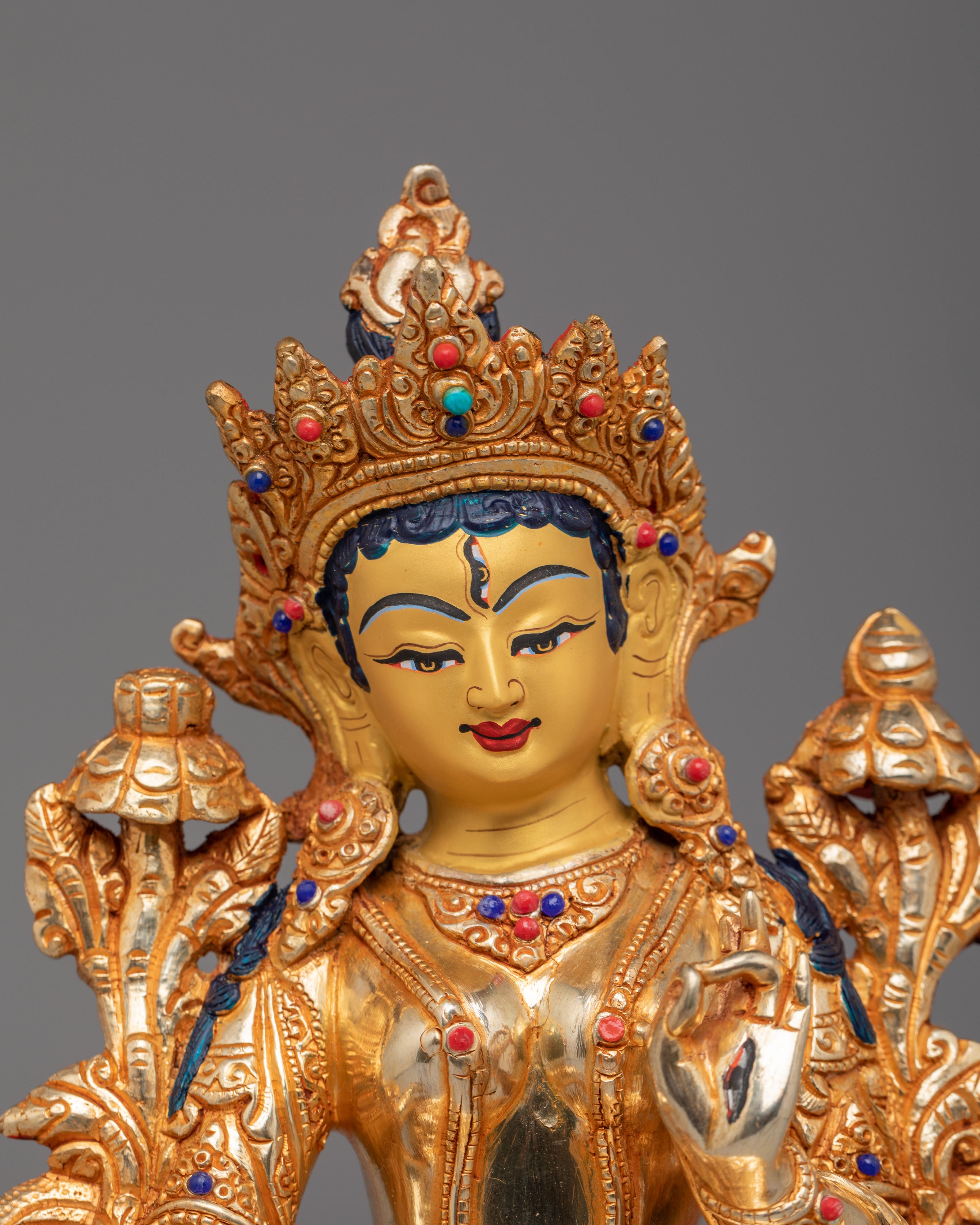 Traditional White Tara Figurine | Tibetan Buddhist Deity