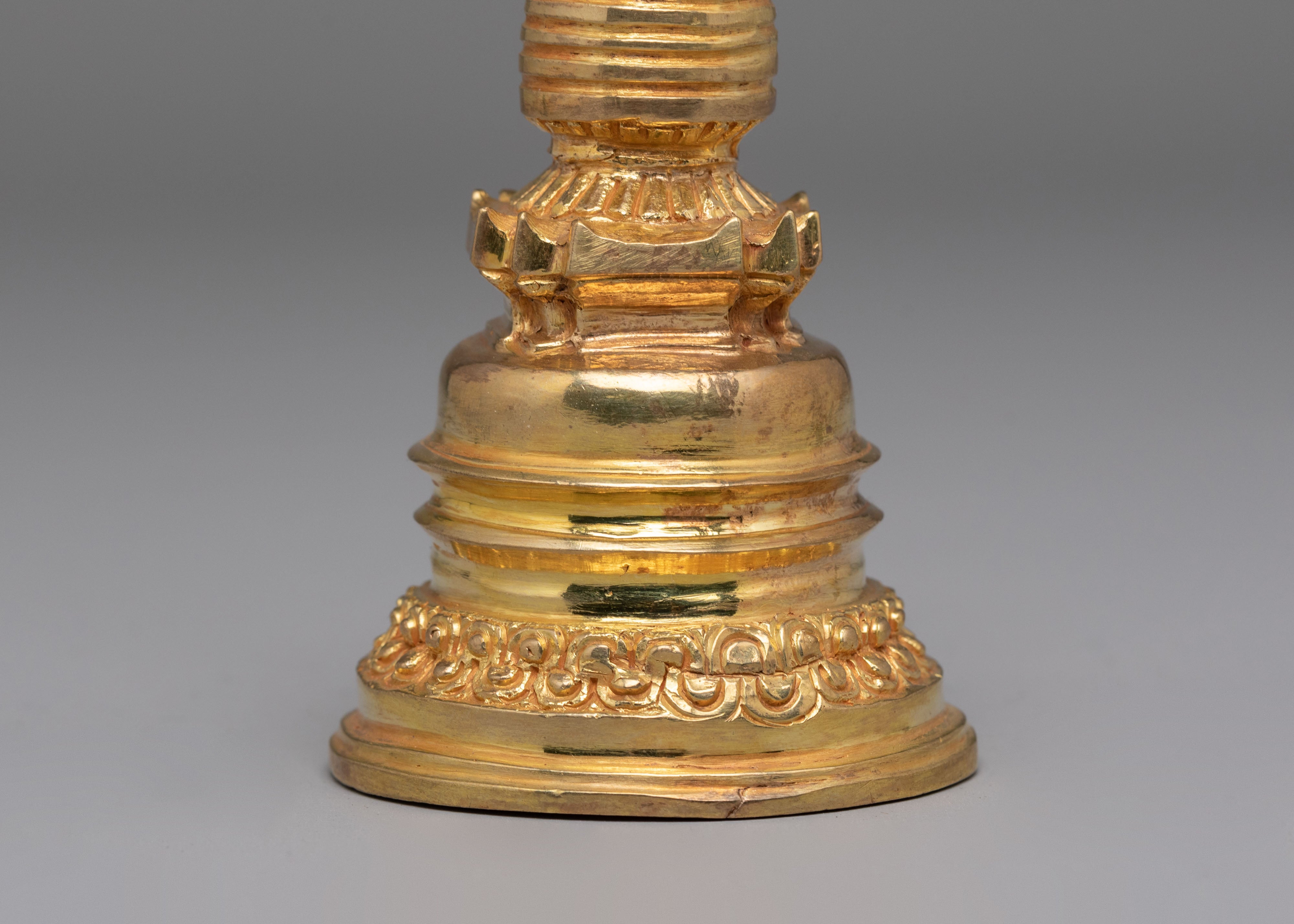 Traditional Tibetan Kadampa Chorten | Gold Plated Buddhist Stupa