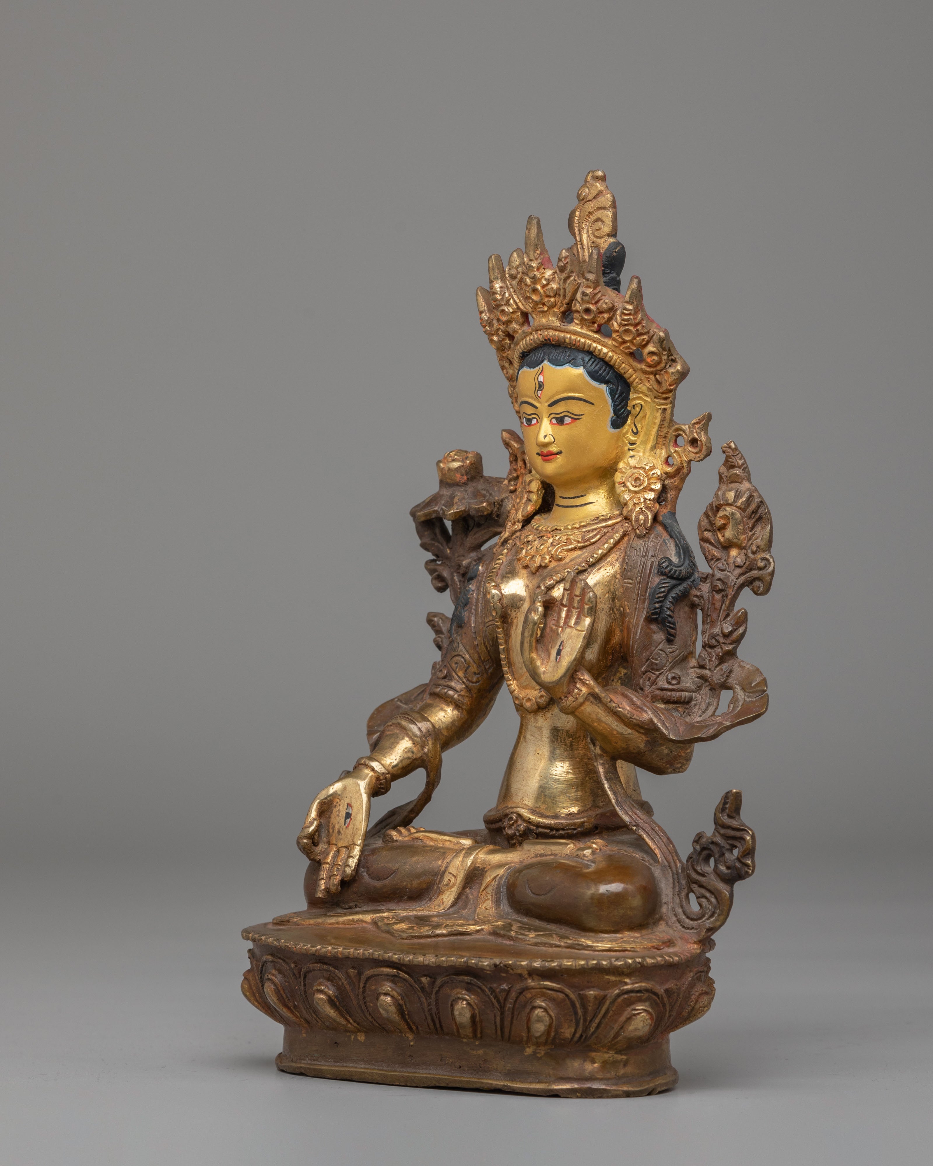 Traditional Spiritual White Tara Sculpture | Tibetan Buddhist Deity Figurine