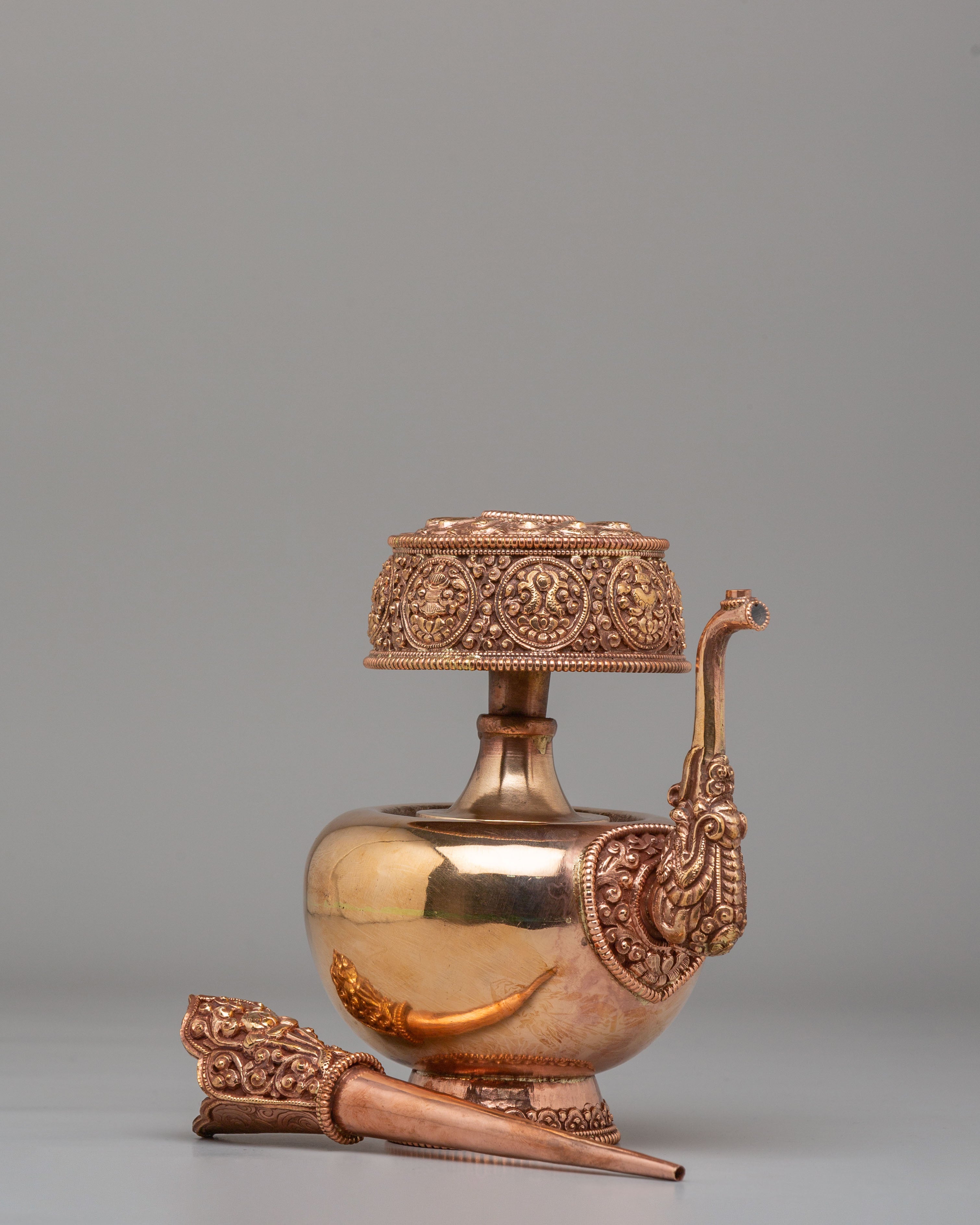 Sacred Tibetan Altar Bhumba Set | Copper Ritual Offering Vessels